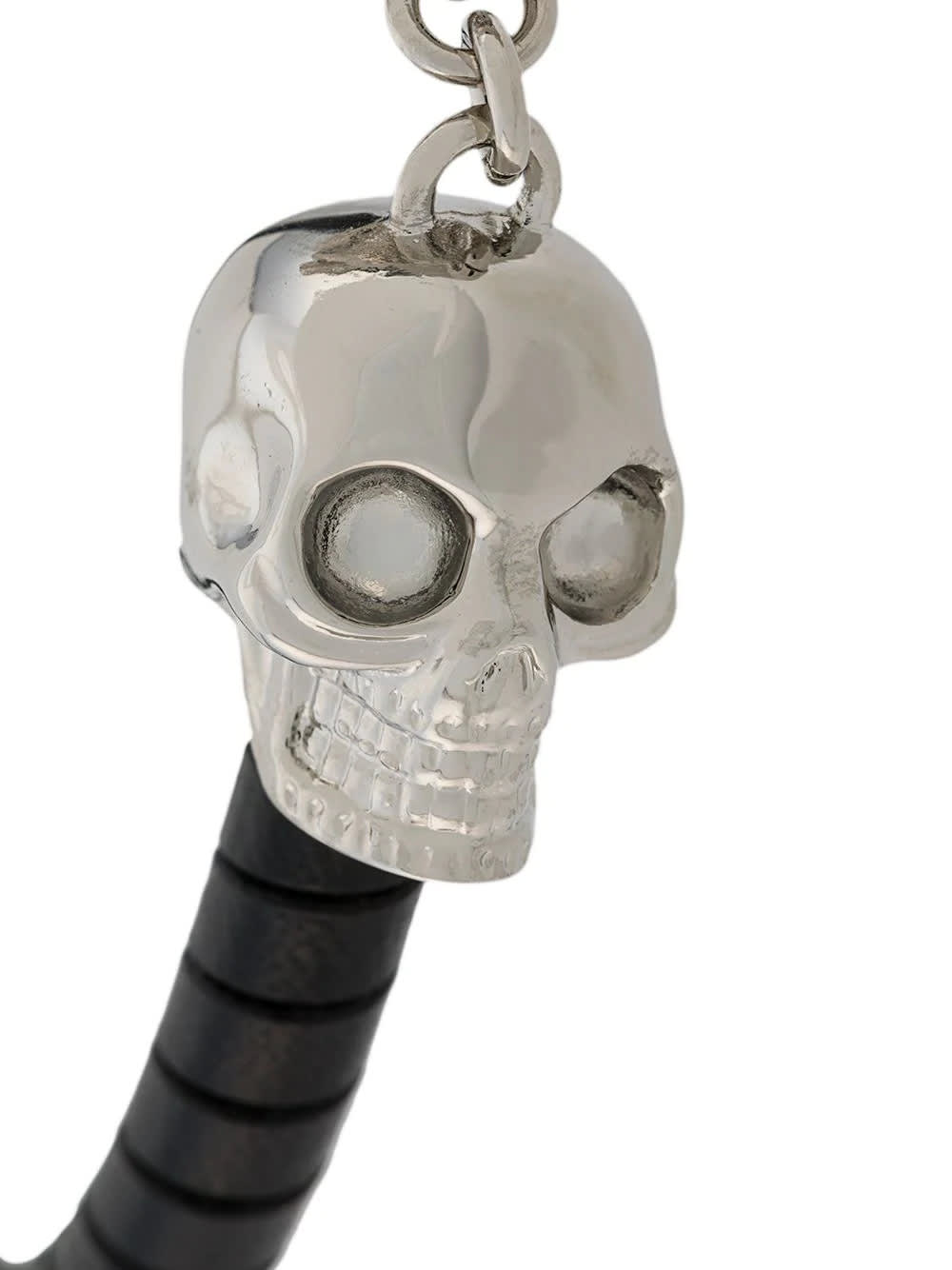 Shop Alexander Mcqueen Black And Silver Skull Bracelet With T-bar Closure