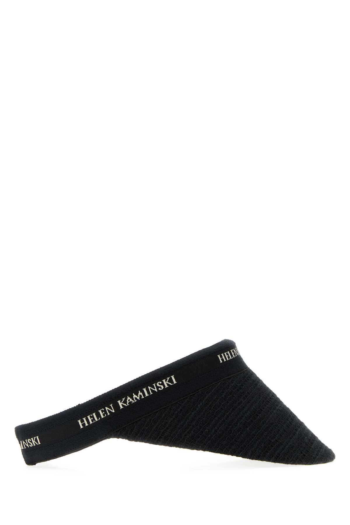 Helen Kaminski Wide Brim Textured Fabric Visor In Black