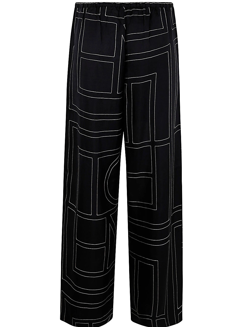 Shop Totême Monogram Silk Pj Bottoms In Black Monogram