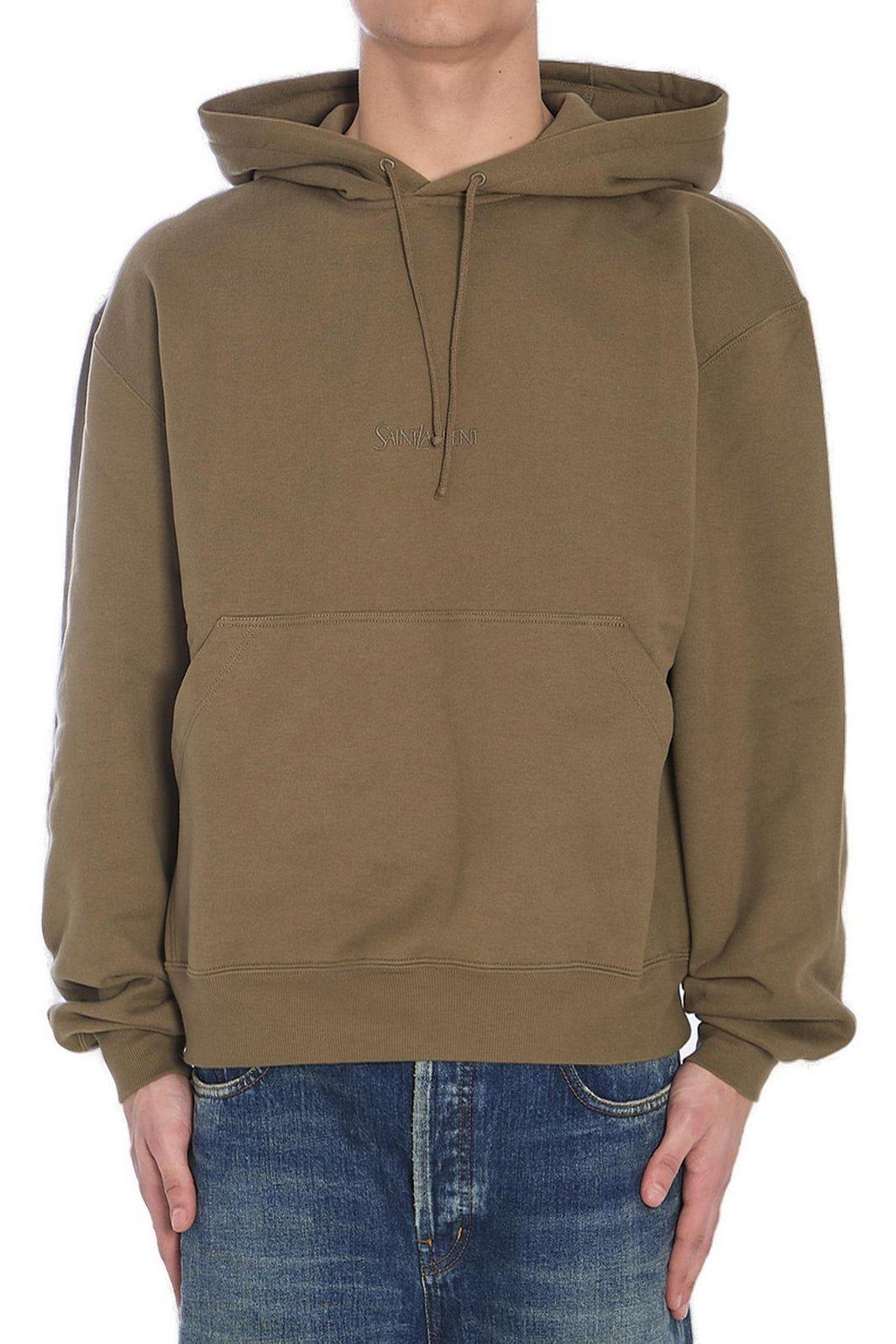 Logo Embroidered Drawstring Hoodie