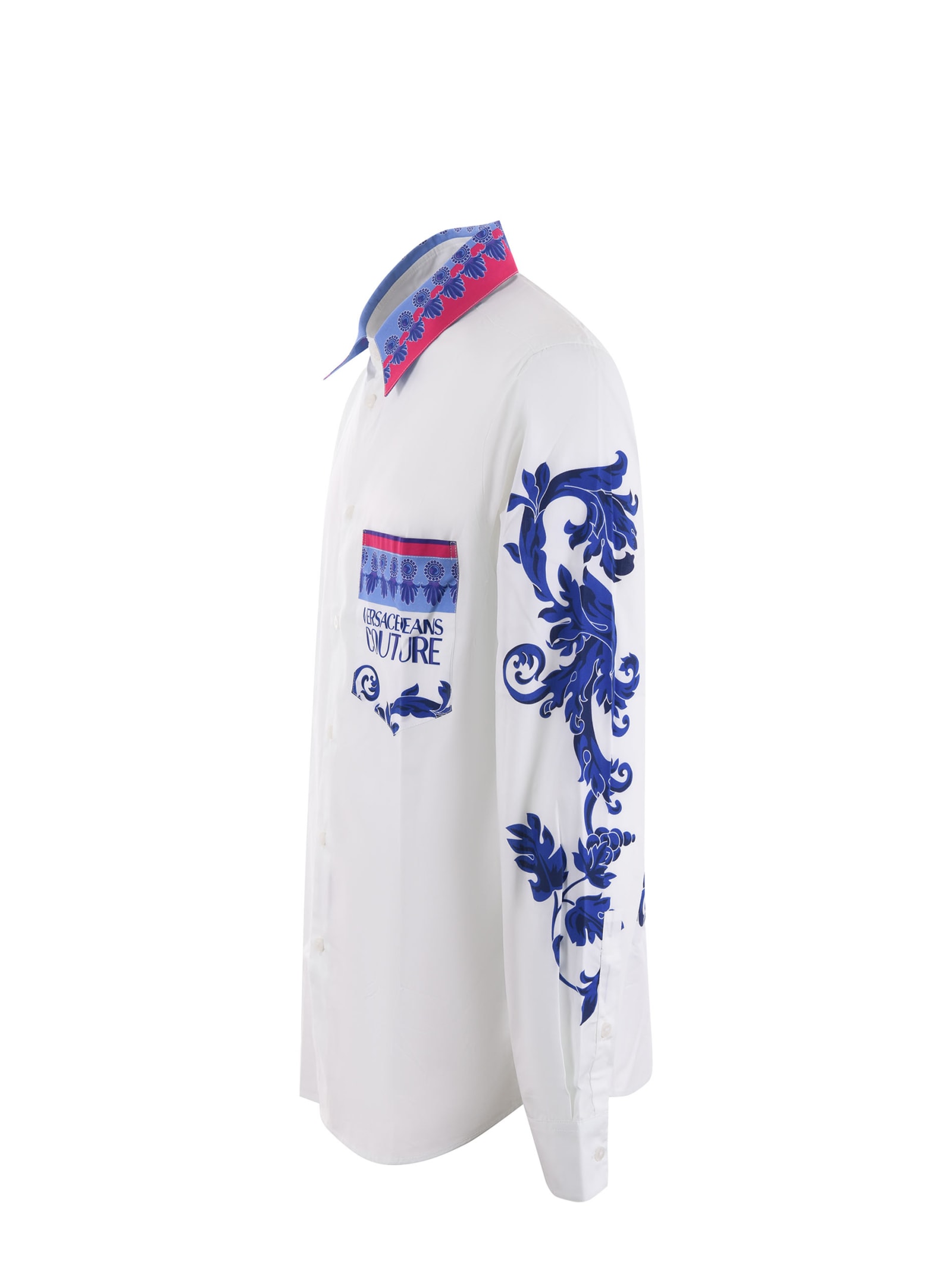 Shop Versace Jeans Couture Shirt In Bianco/multicolor