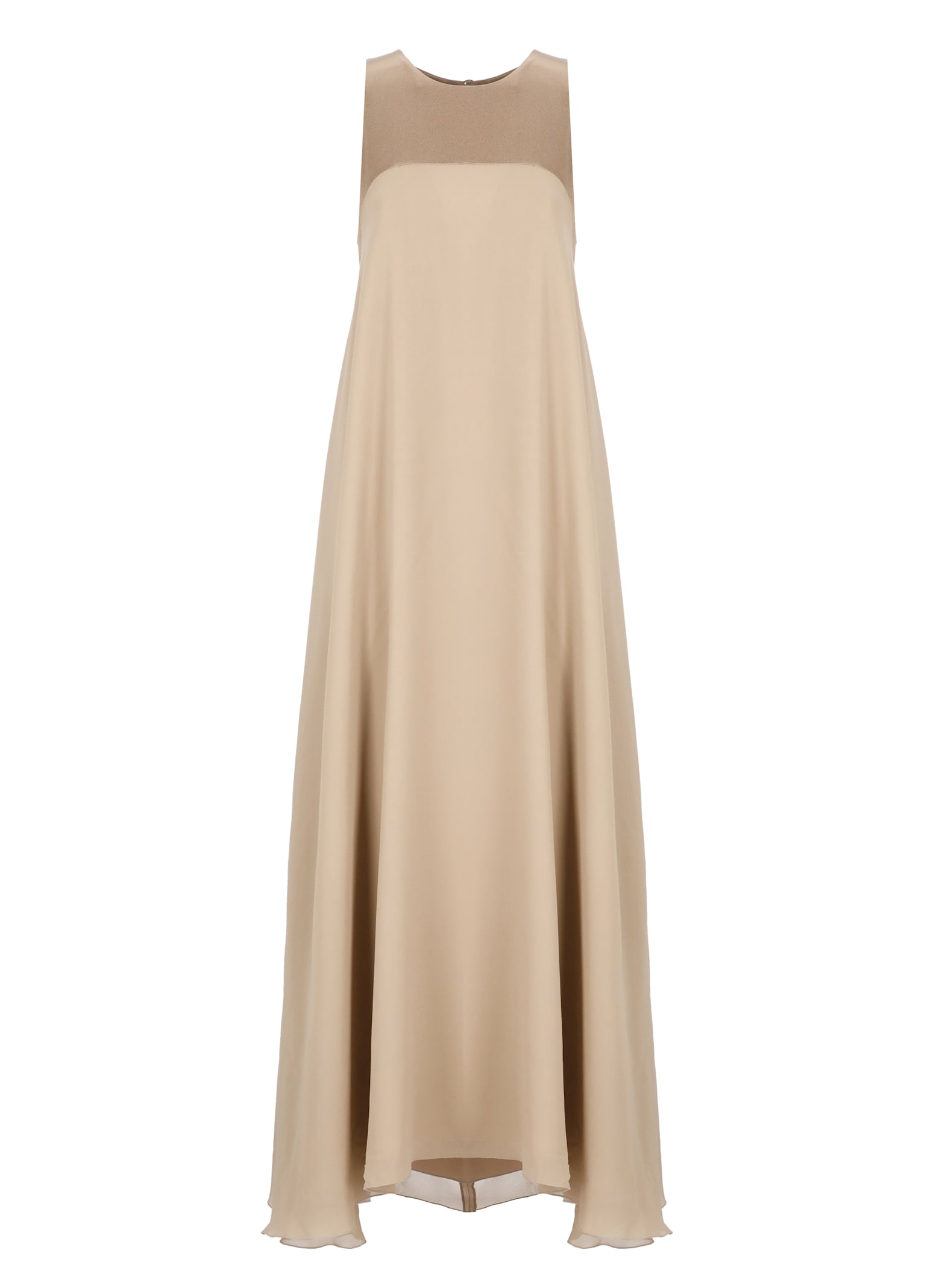 Antonelli Round-neck Sleeveless Dress In Brown