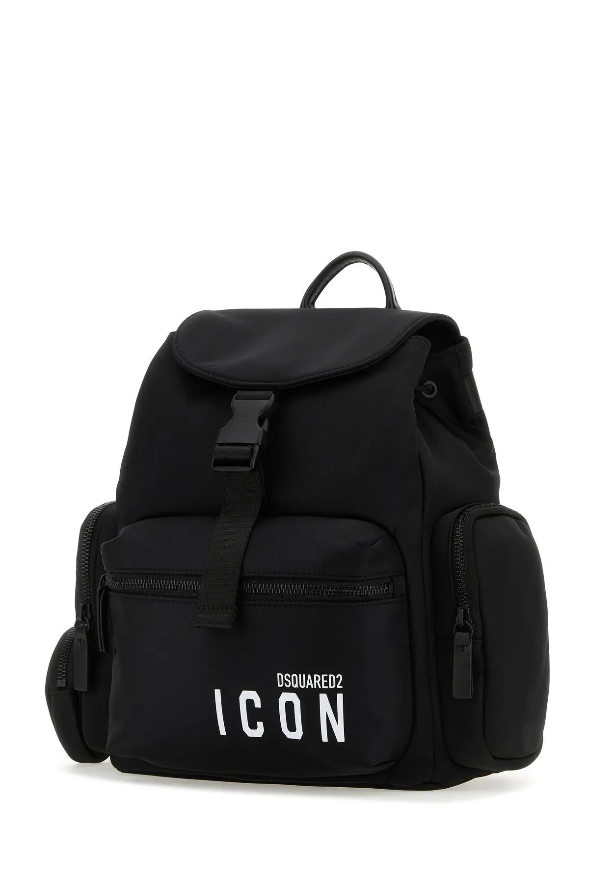 Shop Dsquared2 Black Nylon Be Icon Backpack