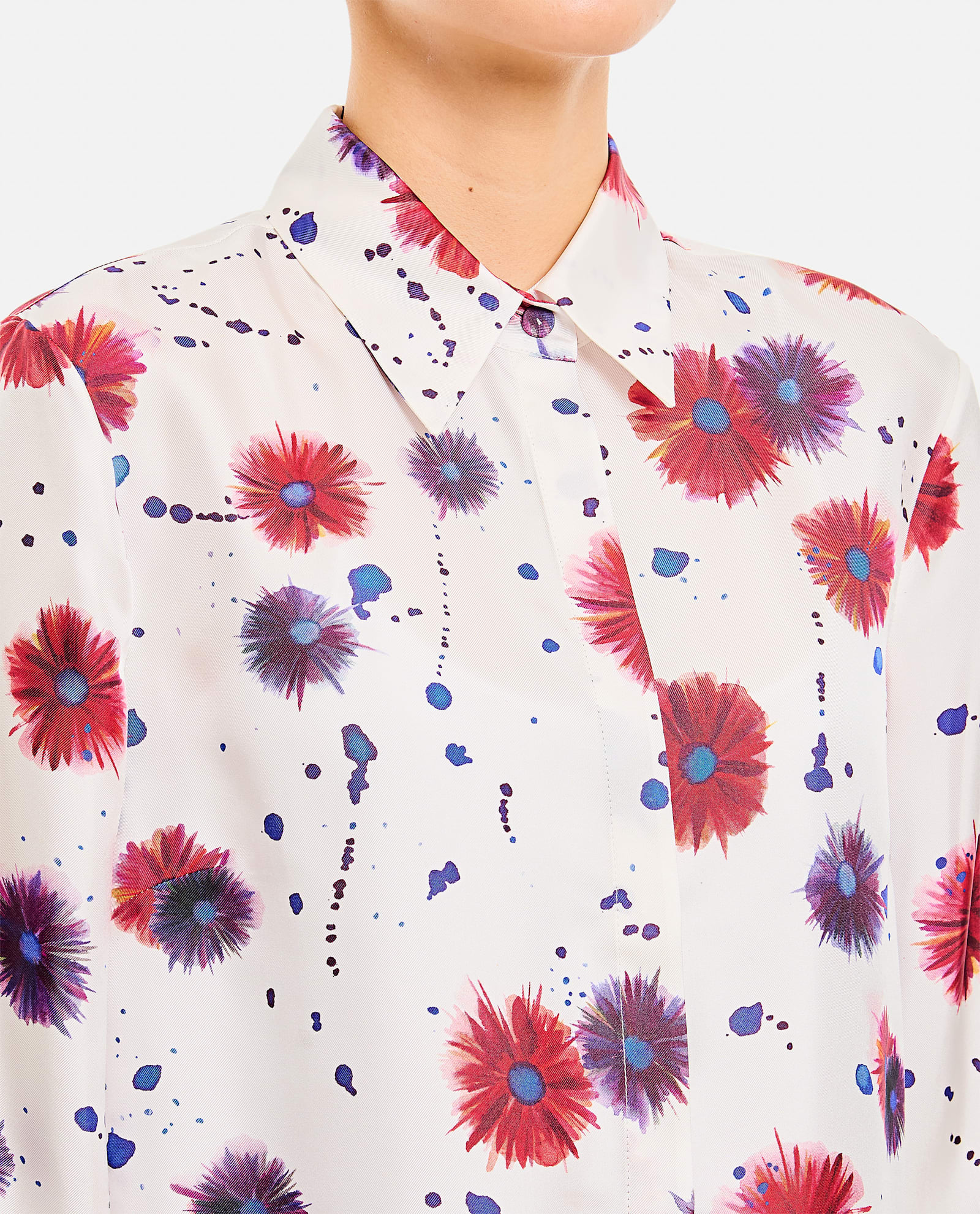 Gabriela Hearst Floral-print Front Button Blouse With Classic Collar In White