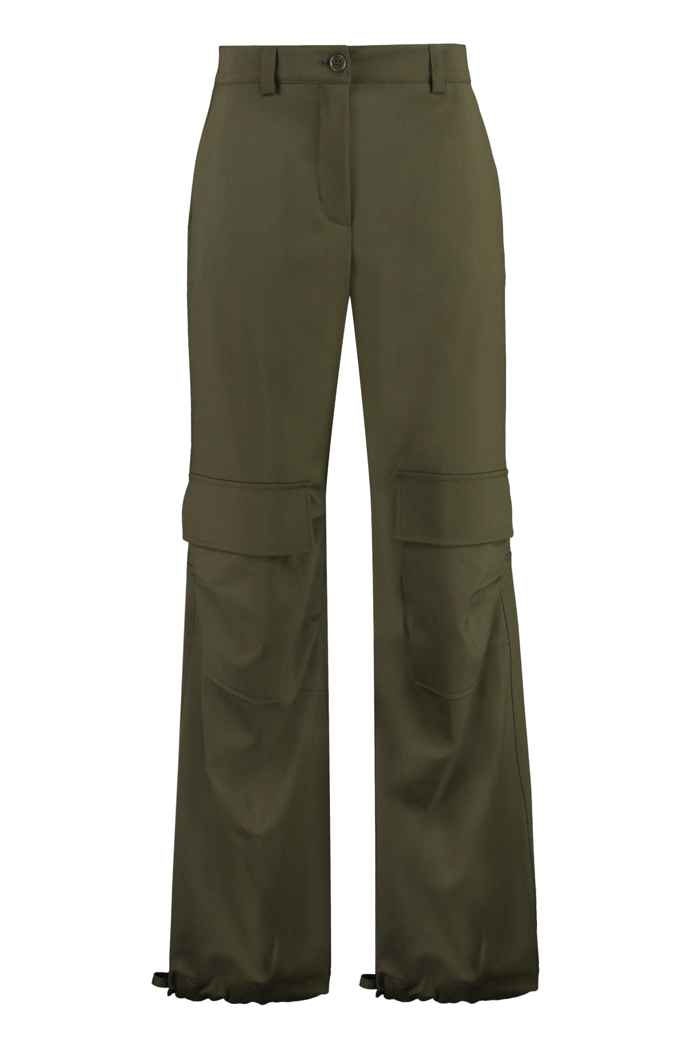 Shop P.a.r.o.s.h Wool Cargo Trousers In Green