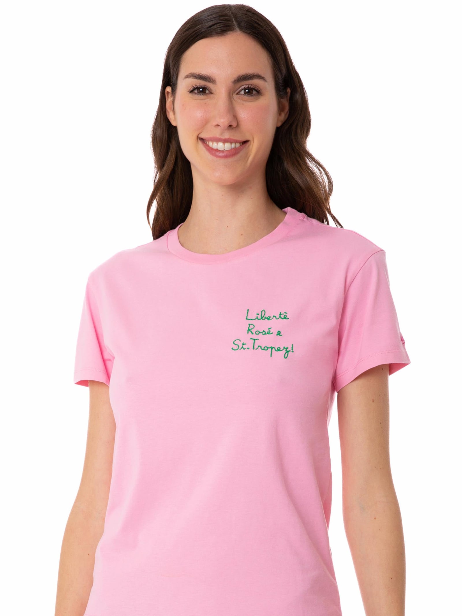 MC2 Saint Barth Woman Pink Cotton T-shirt With Embroidery