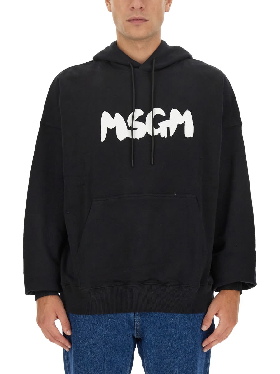 Msgm Sweatshirt With Logo In Nero