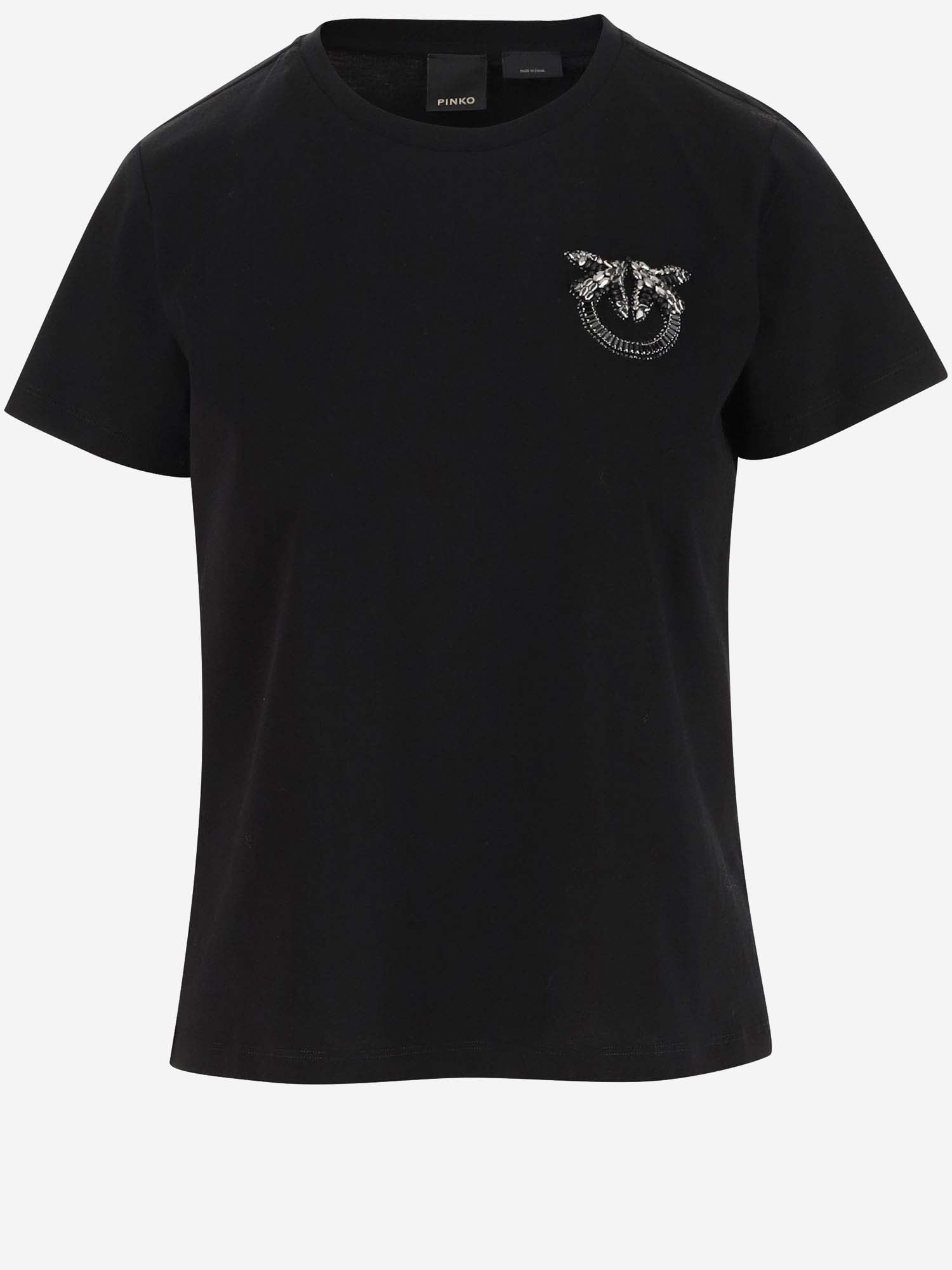 Shop Pinko Cotton T-shirt With Logo In Black