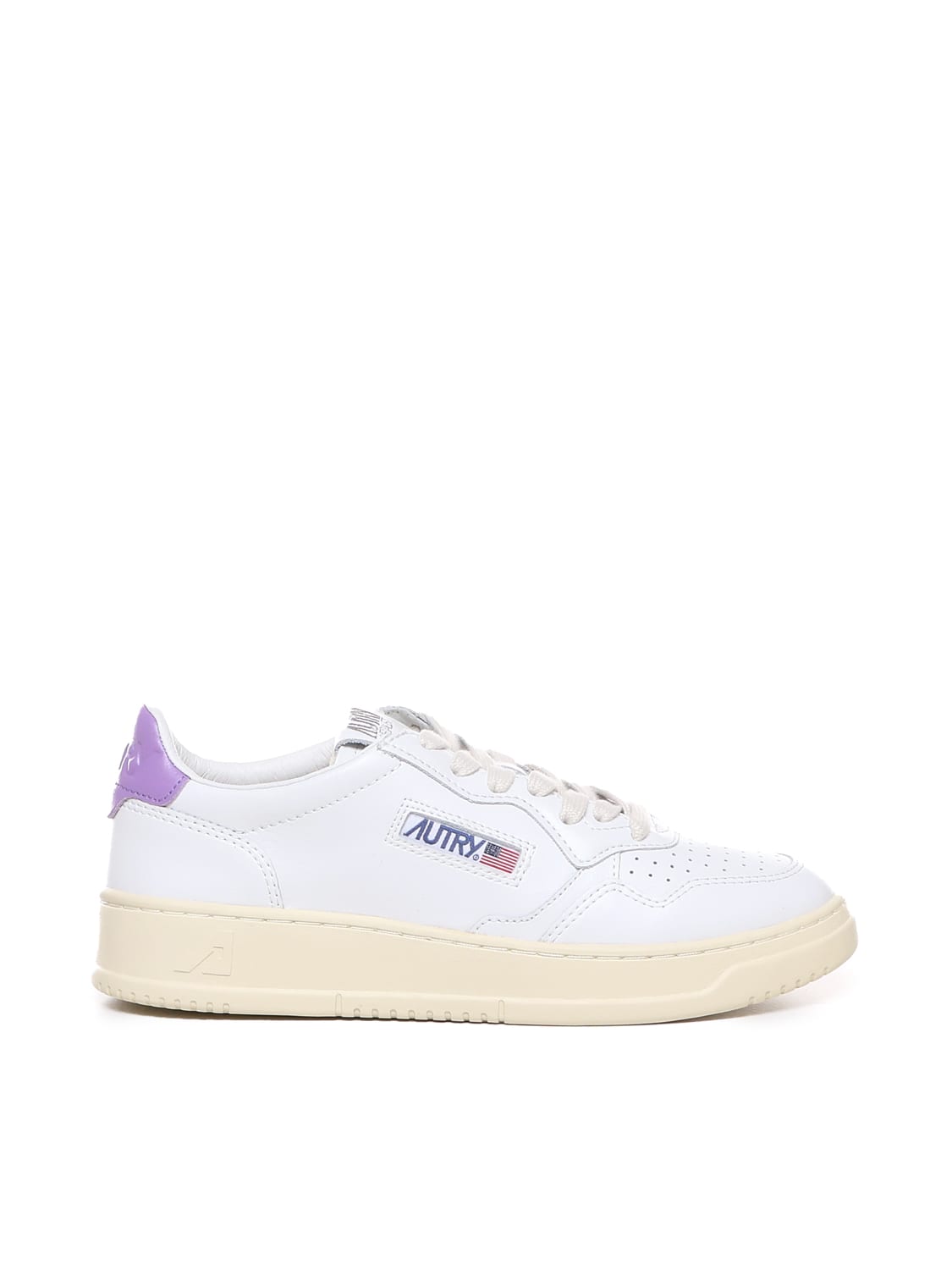 Autry Sneakers Medalist Basse In Pelle In White, Lillac
