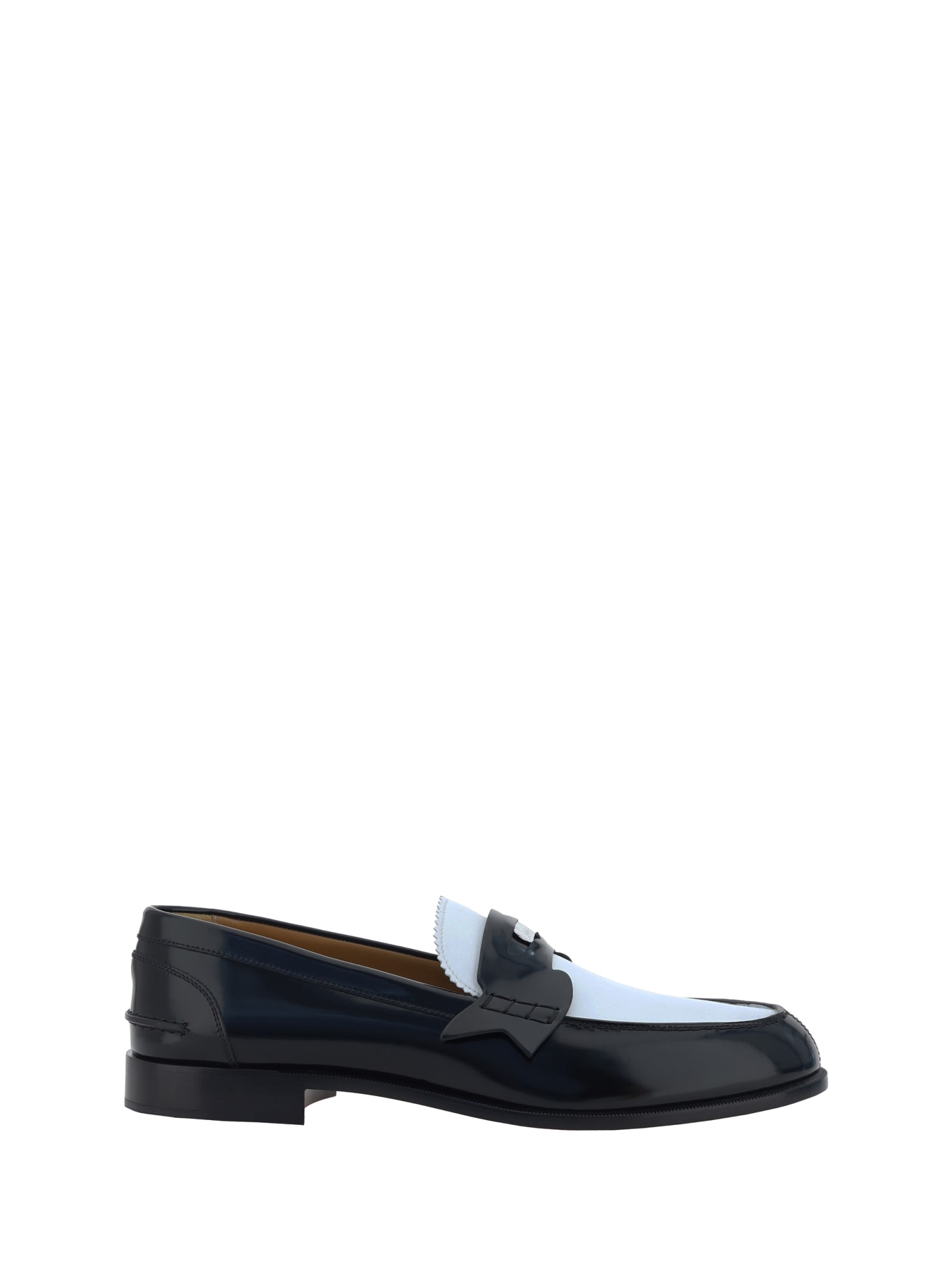 Shop Christian Louboutin Penny Loafers In Black/white