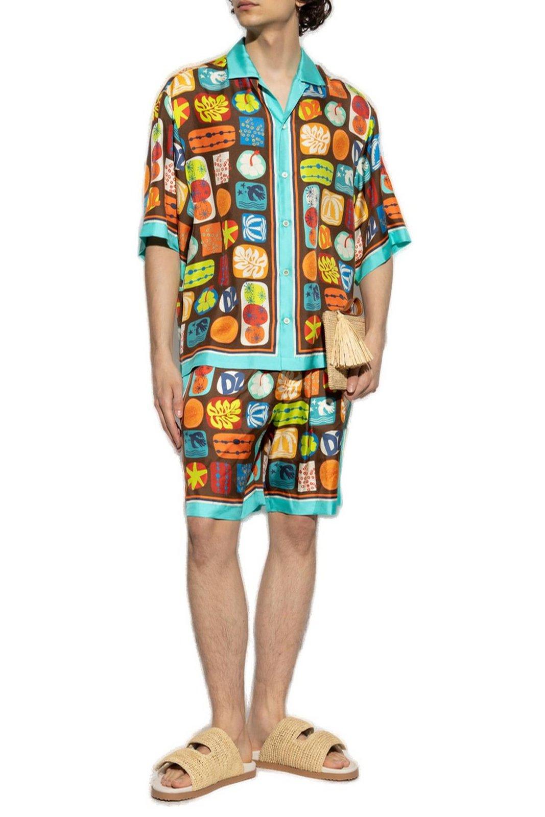 DSQUARED2 SUMMER LOVERS DROP SHOULDER BOWLING SHIRT