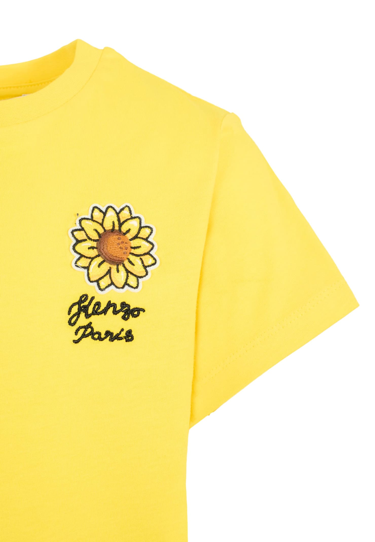 Kenzo Yellow T-shirt For Girl With Sunflower In Yellow