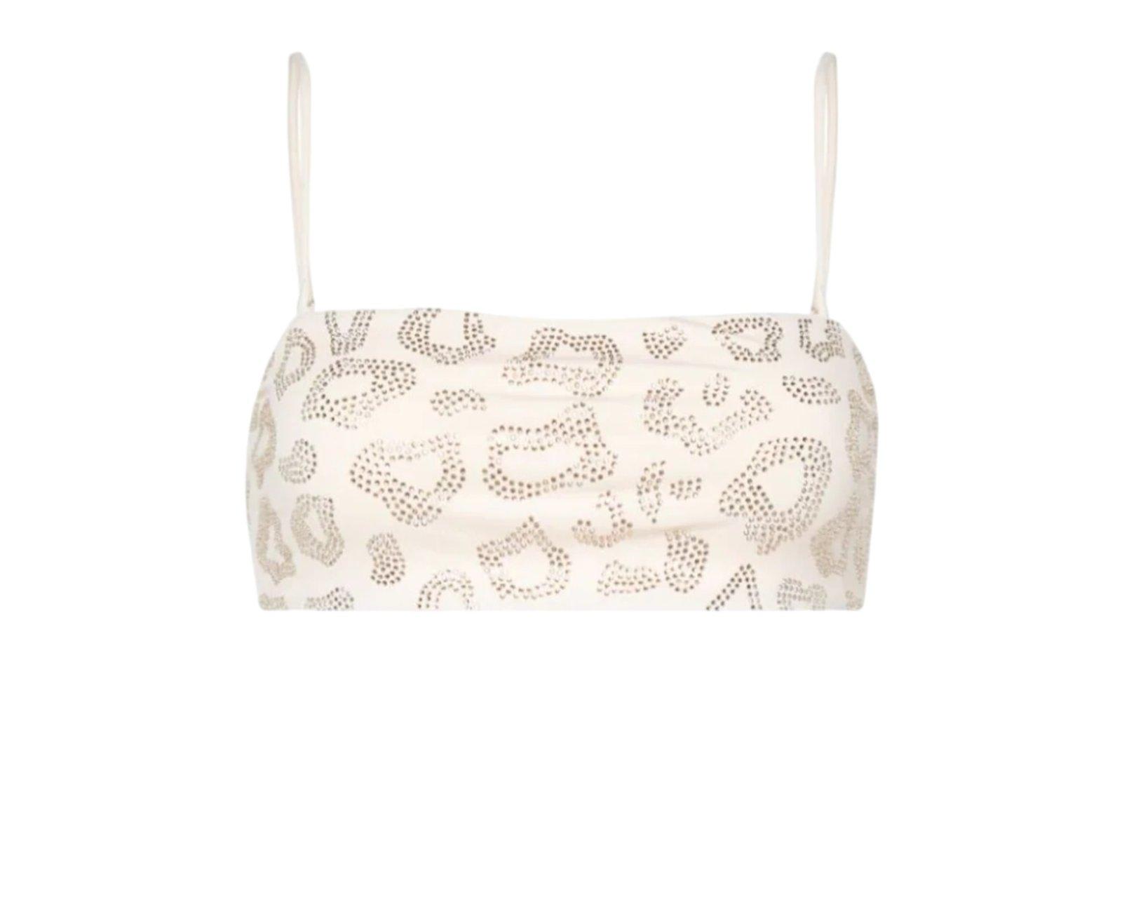 Mc2 Saint Barth Athena Embellished Bandeau Top Swimsuit In White