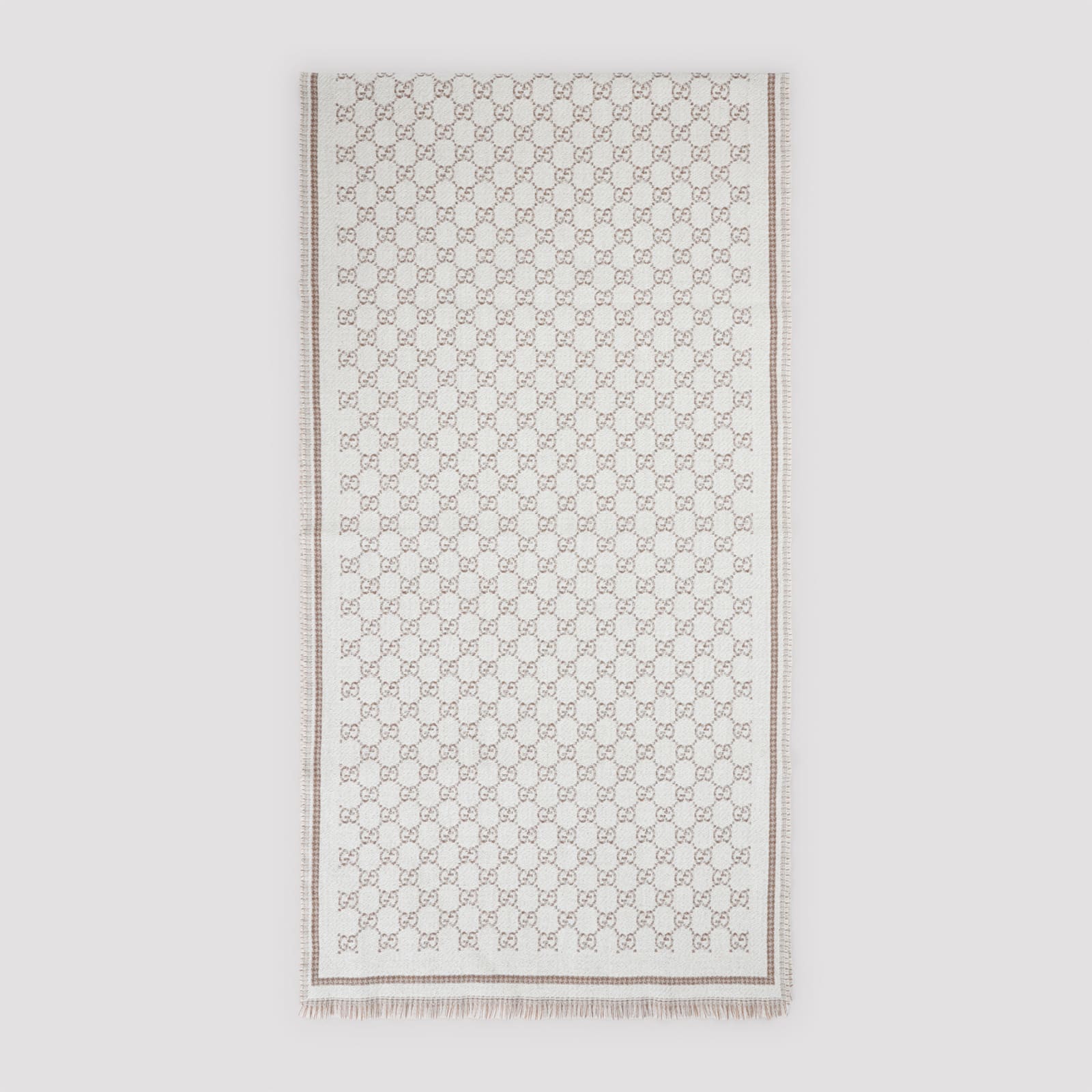 Gucci Beige Signature Pattern Scarf In Multi
