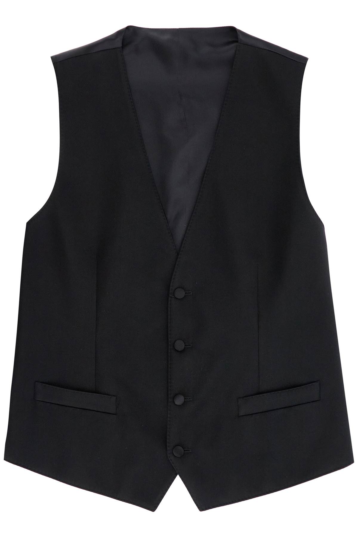 Shop Dolce & Gabbana Sartorial Satin Waistcoat In Nero (black)