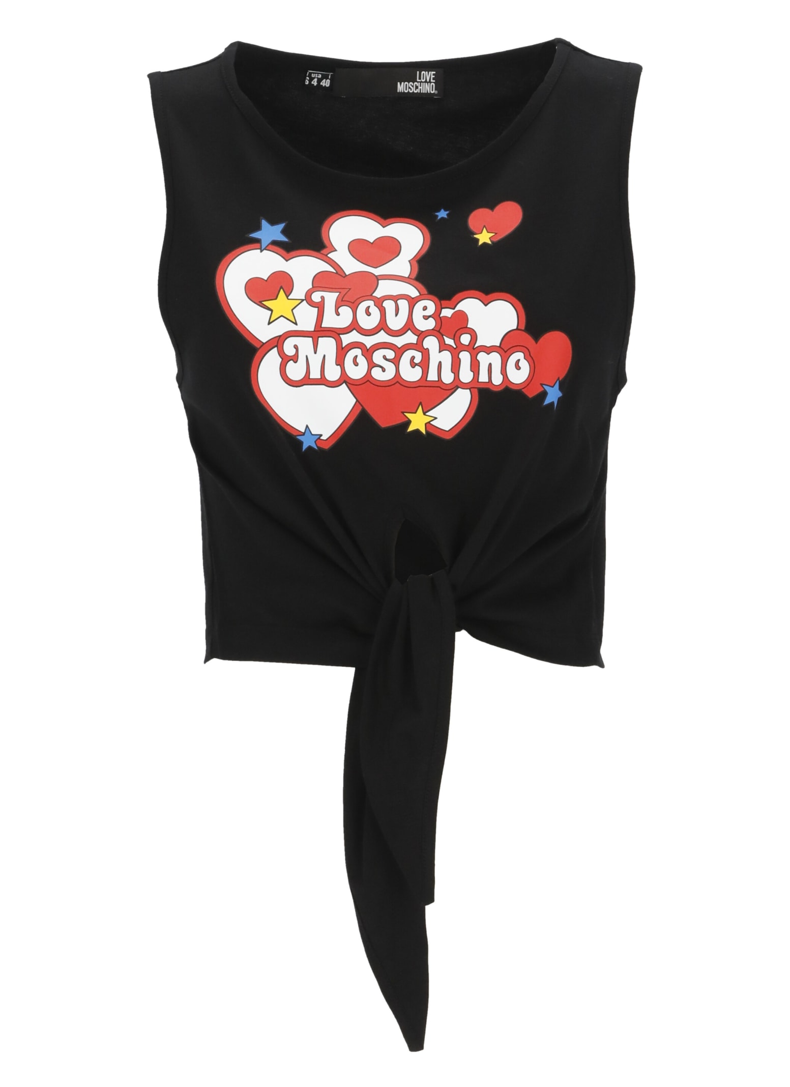 Love Moschino Cropped Top With Hearts And Stars Print