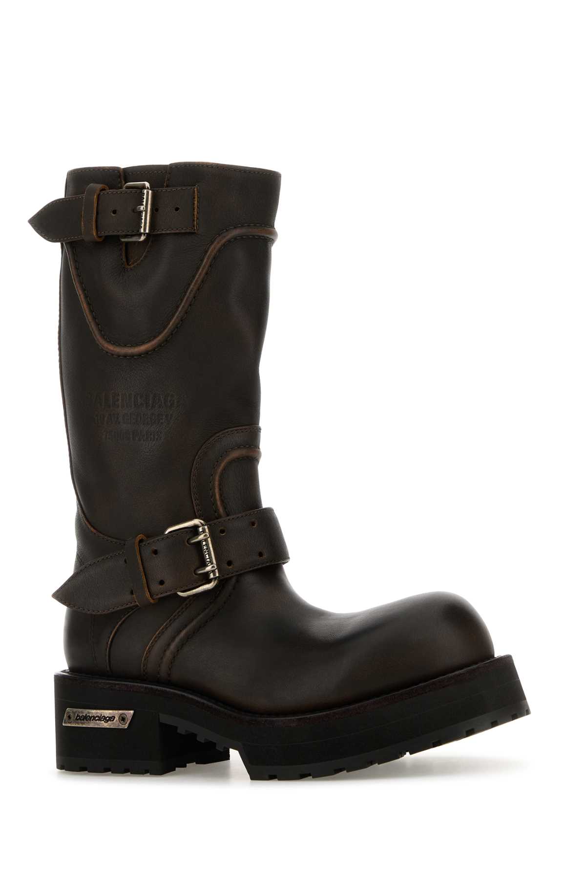 Balenciaga Women Dark Brown Leather Venom Boots In Brown