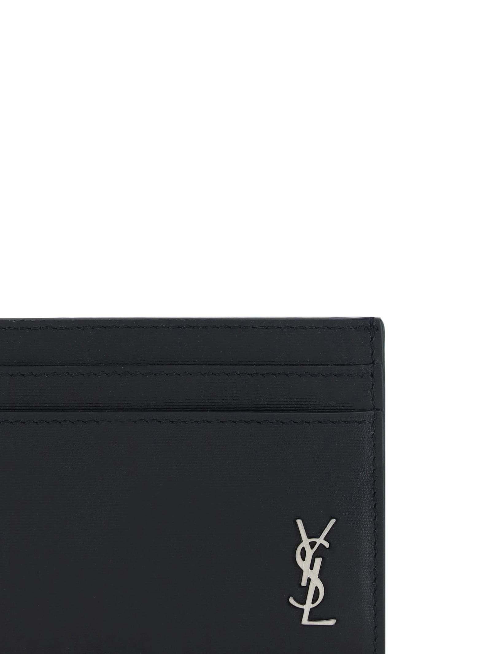 Shop Saint Laurent Ysl Card Holder In Black