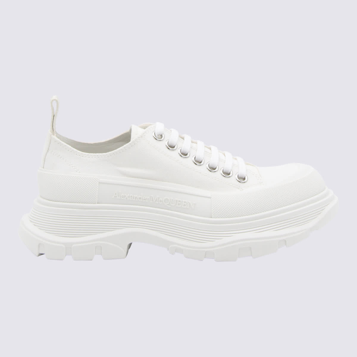 Shop Alexander Mcqueen White Canvas Tread Sneakers