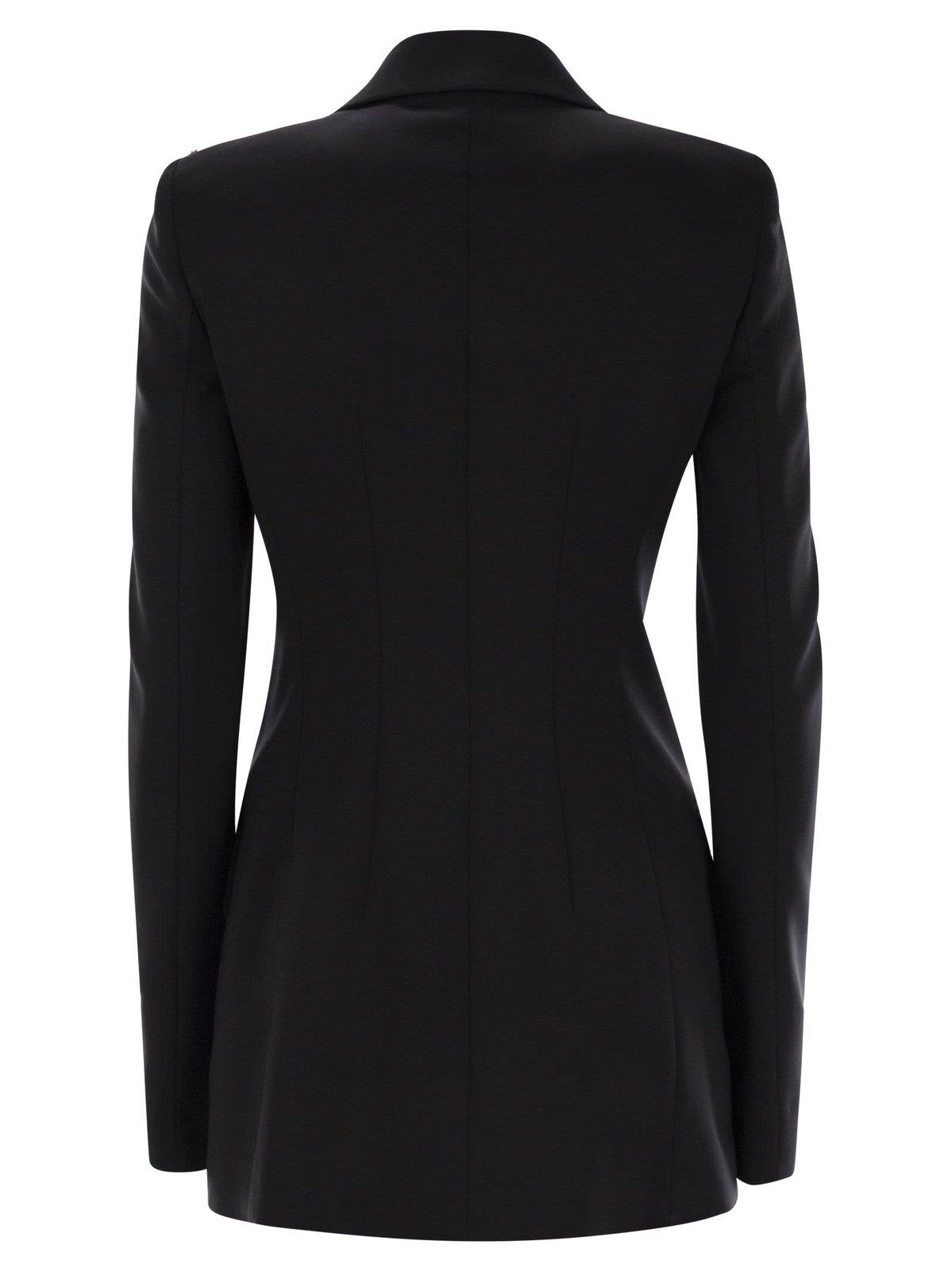 Sportmax Double-breasted Virgin Wool Blazer In Nero