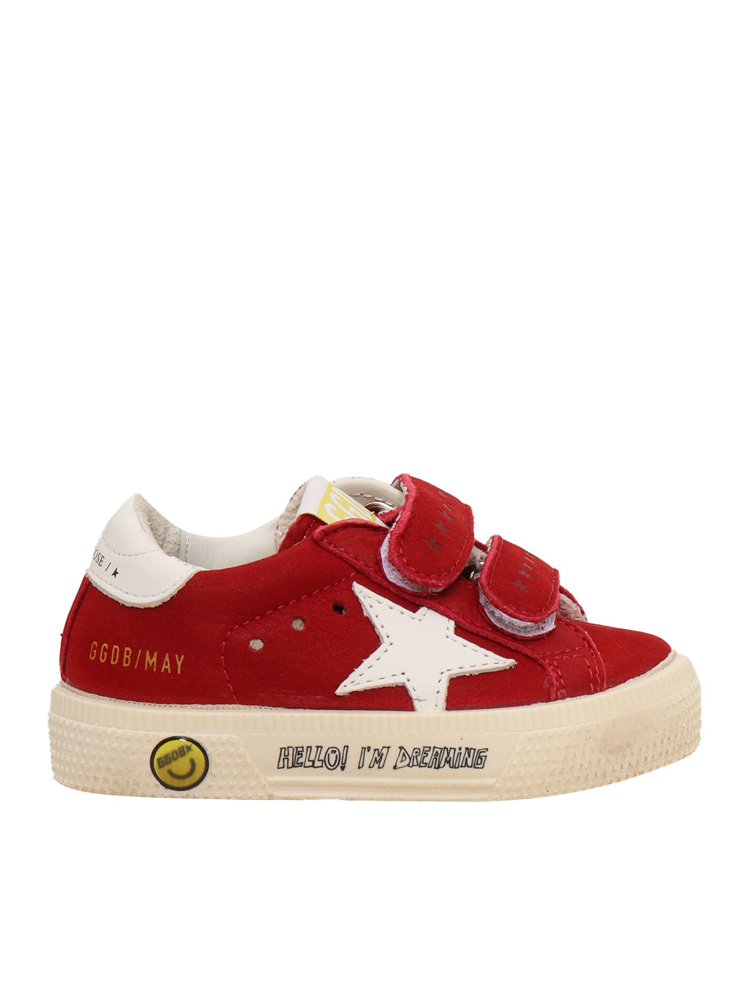 Golden Goose Kids' May School Leather Upper Star And Heel Signature Foxing In Red