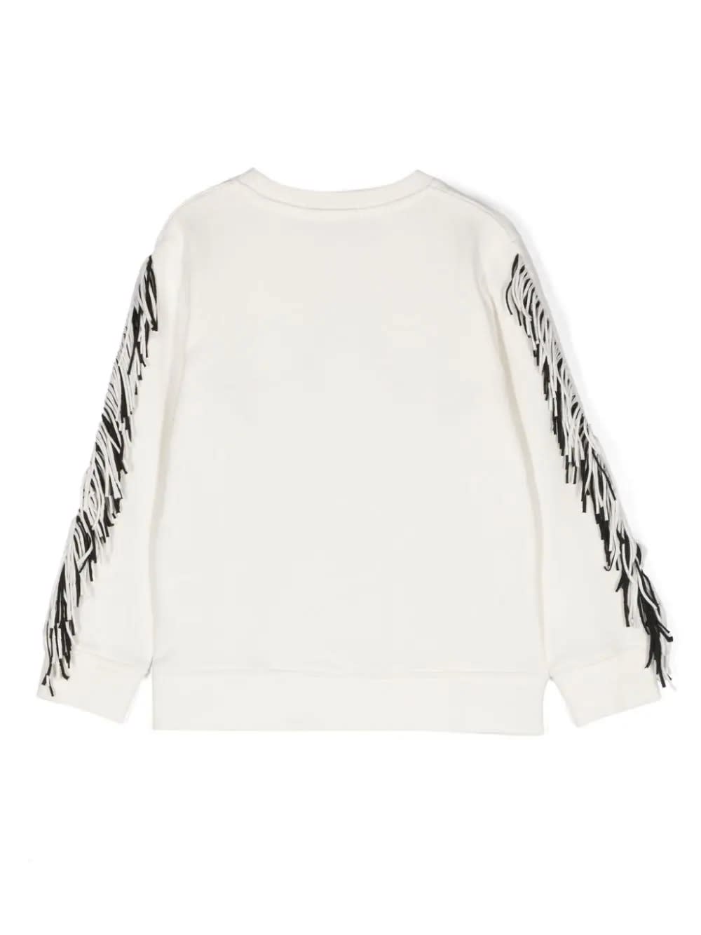 Shop Stella Mccartney White Sweatshirt With Fringe And Star Graphic