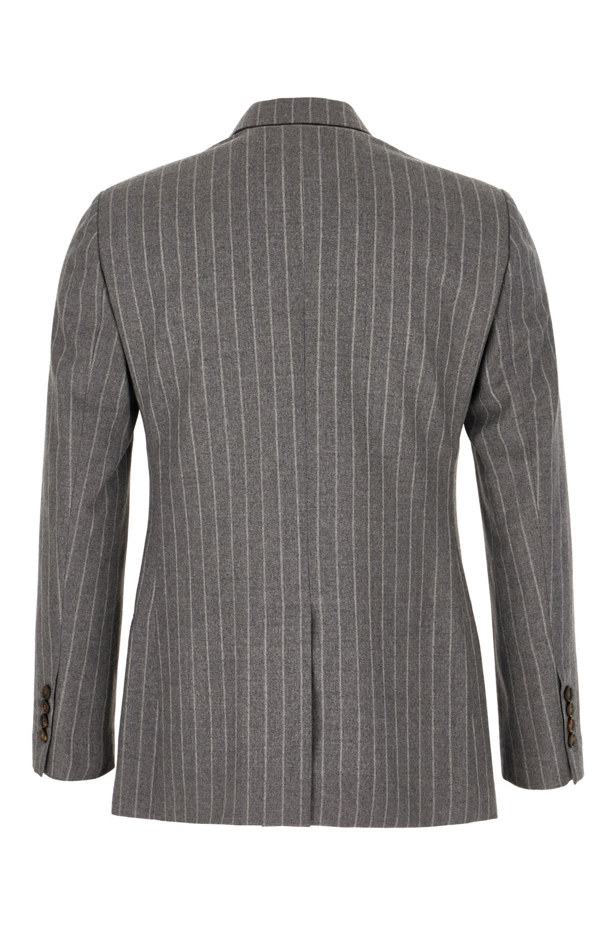Brunello Cucinelli Wool Blazer Embroidered Stripes In Grey White