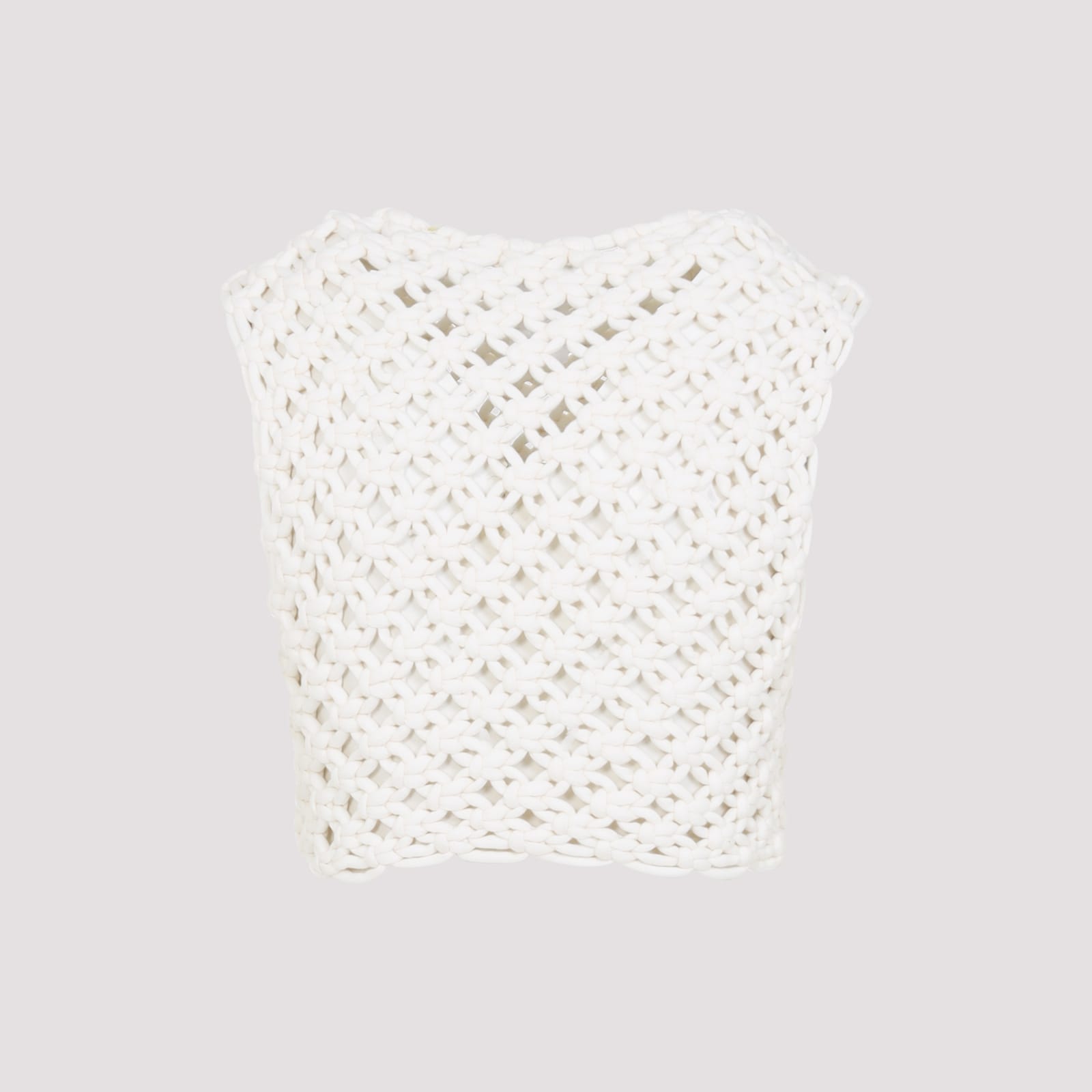 Alaïa Textured White Knit Crop Top In White