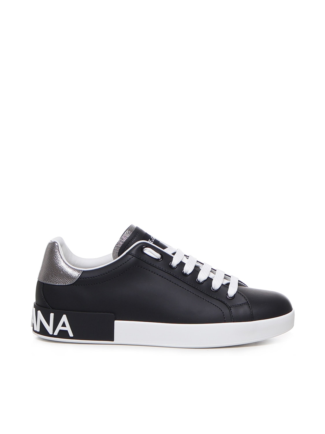 Shop Dolce & Gabbana Portofino Sneaker In Calf Leather In Black