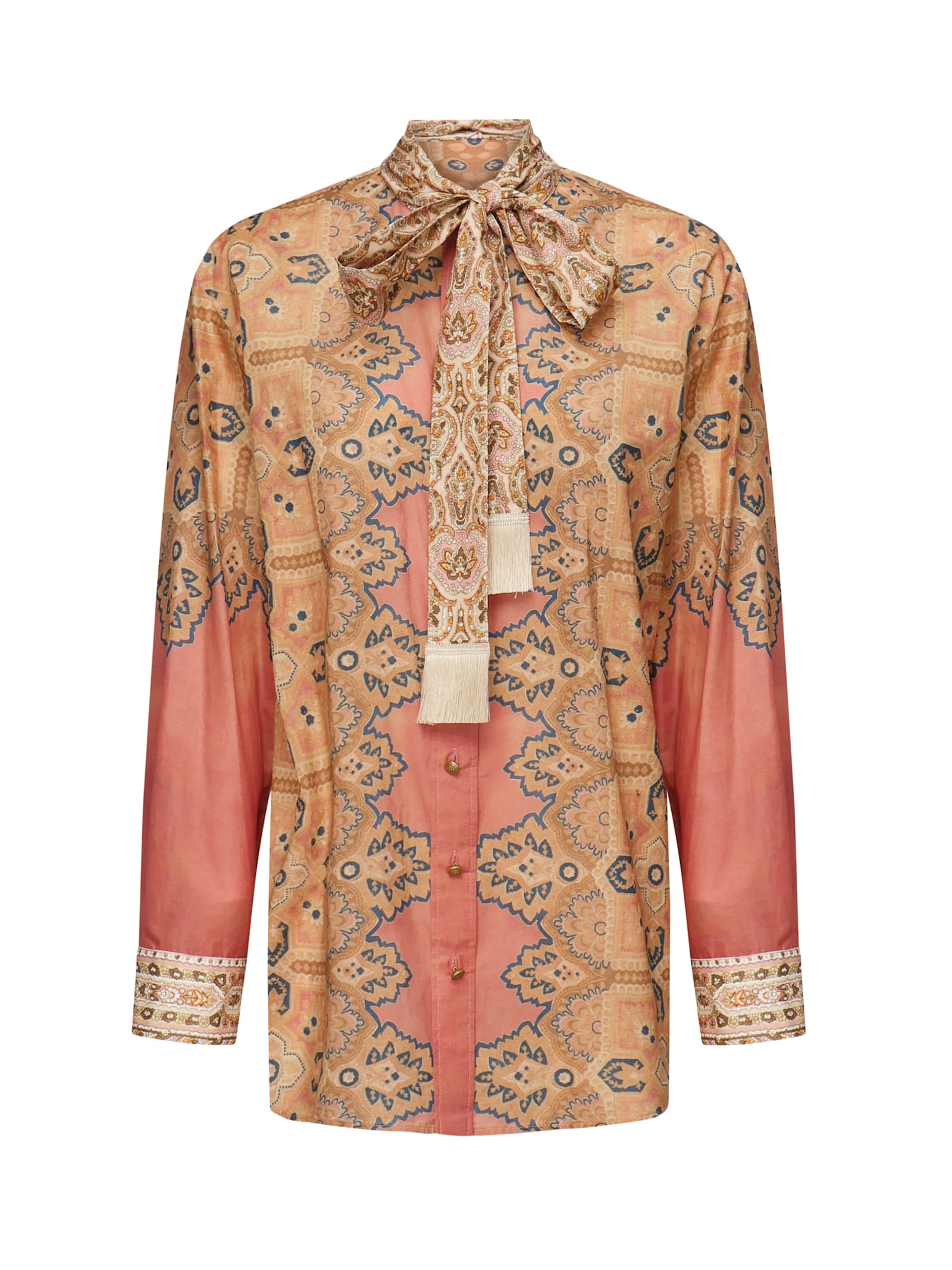 Valentino Bluse Voyage Imaginaire Aus Baumwollmusselin In Multicolour