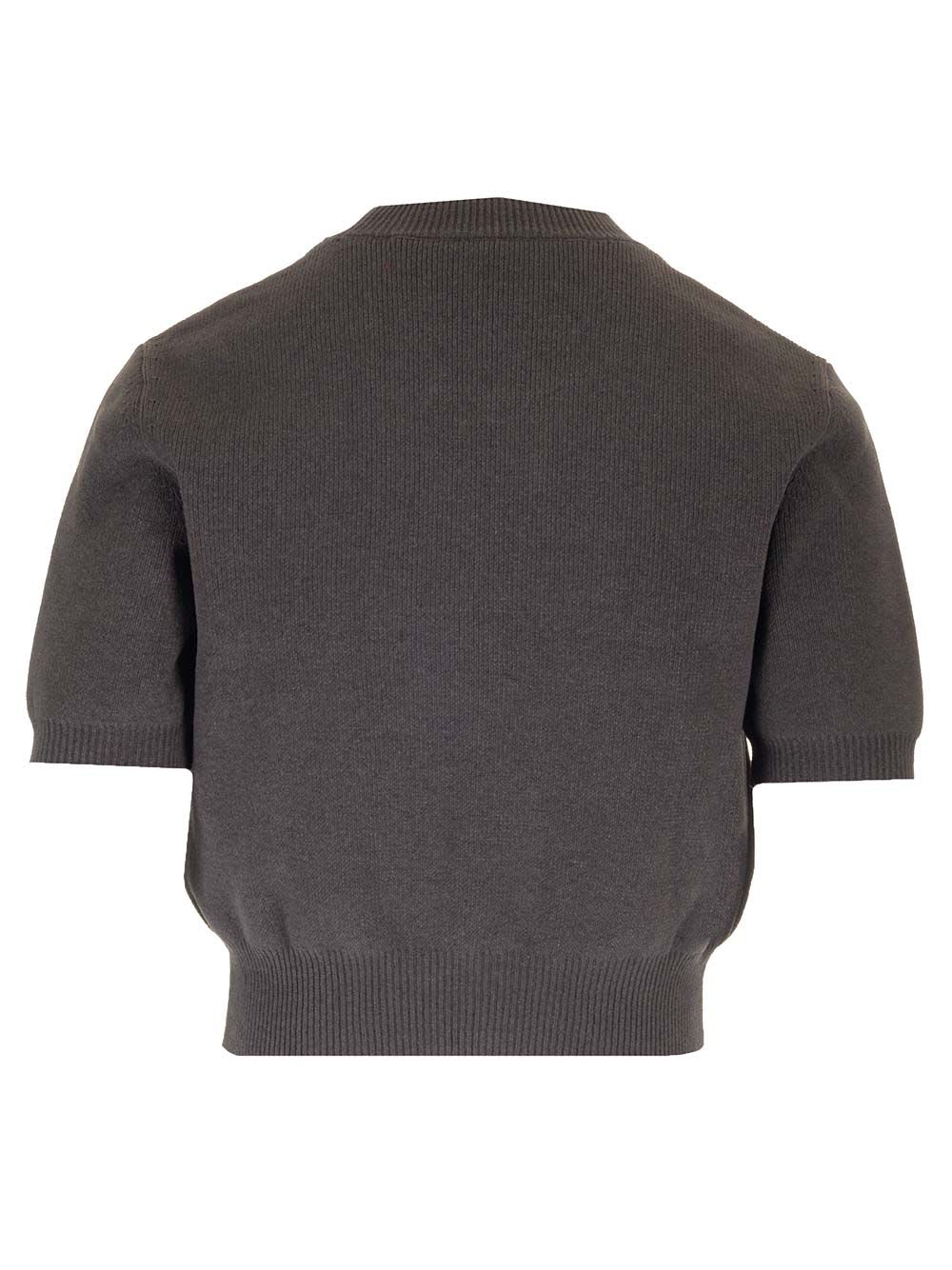 Alexander Wang Cropped Crew Neck Sweater T-shirt Black In Black
