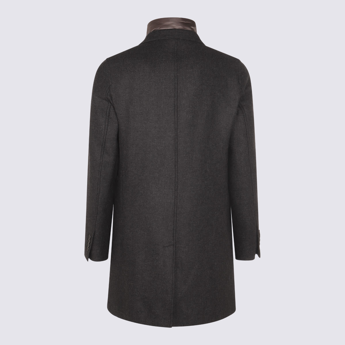 Herno Wool Coats Featuring Back Vent In Gray