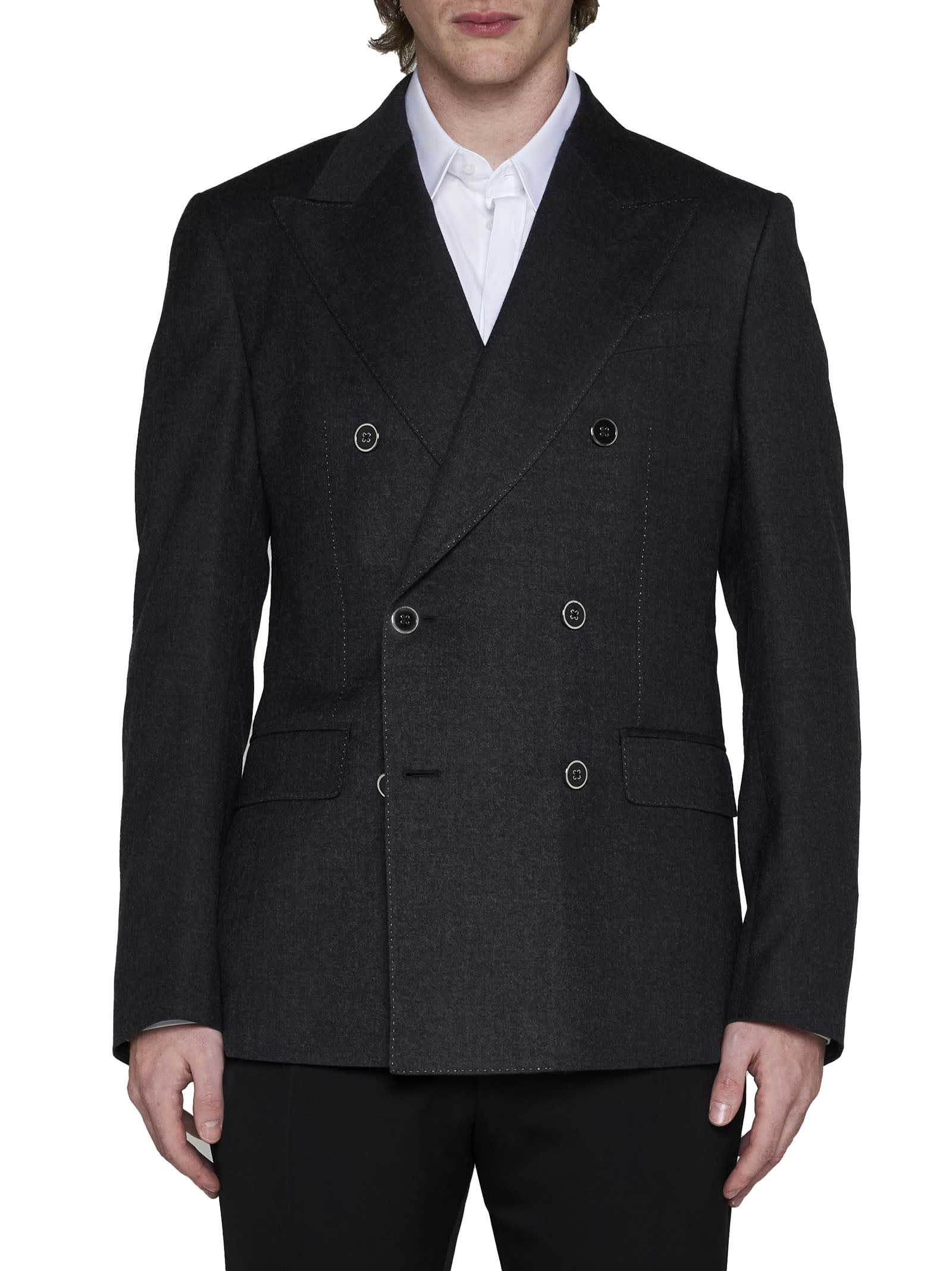 Dolce & Gabbana Blazer In Melange Grigio