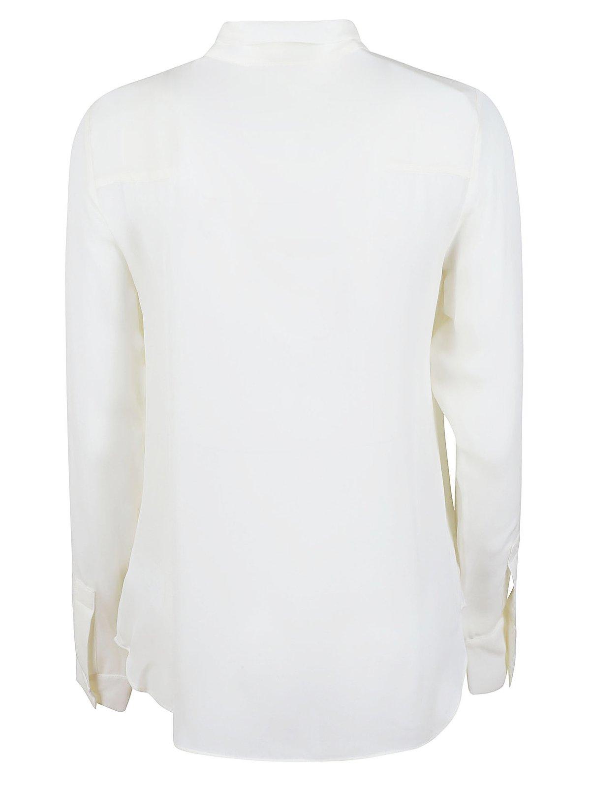 Michael Kors Kobi Halperin Silk Tie Neck Pleated Blouse In Panna