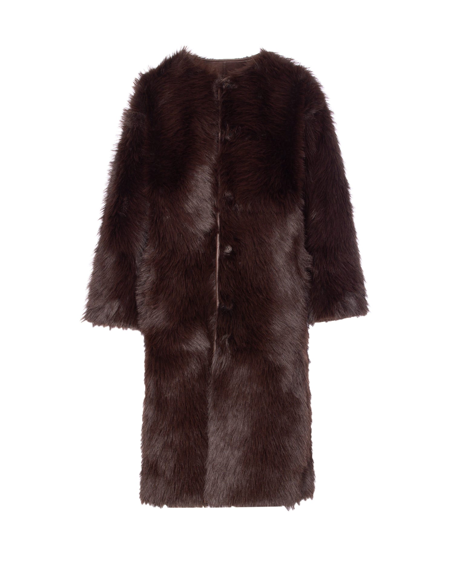 Urbancode Long Coat Faux Fur Reversible In Brown
