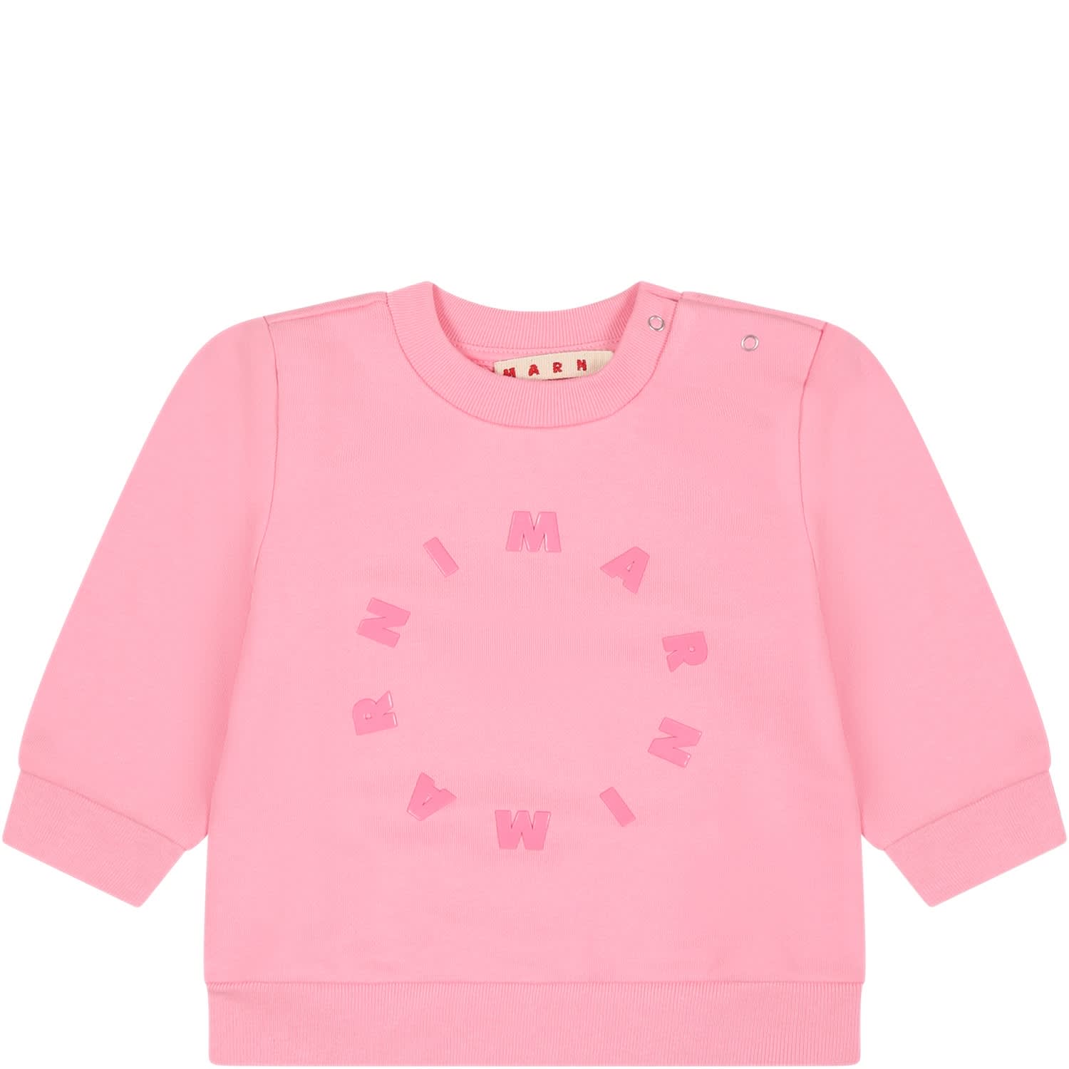 Marni Pink Sweatshirt For Baby Girl With Logo