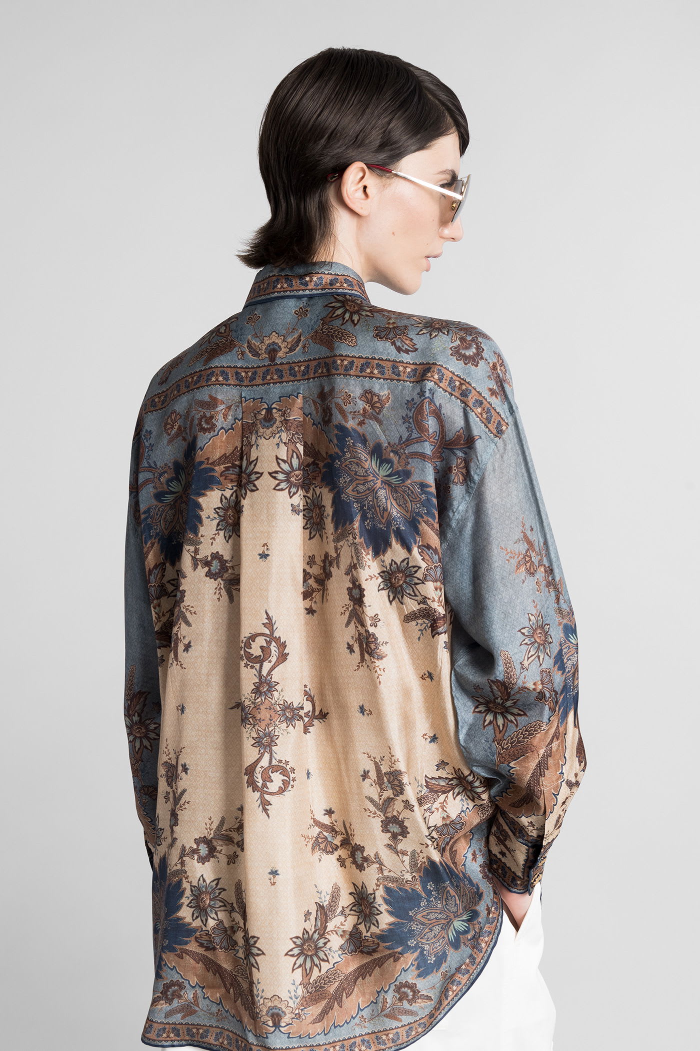 Zimmermann Ascension Manstyle Printed Silk Shirt In Blue