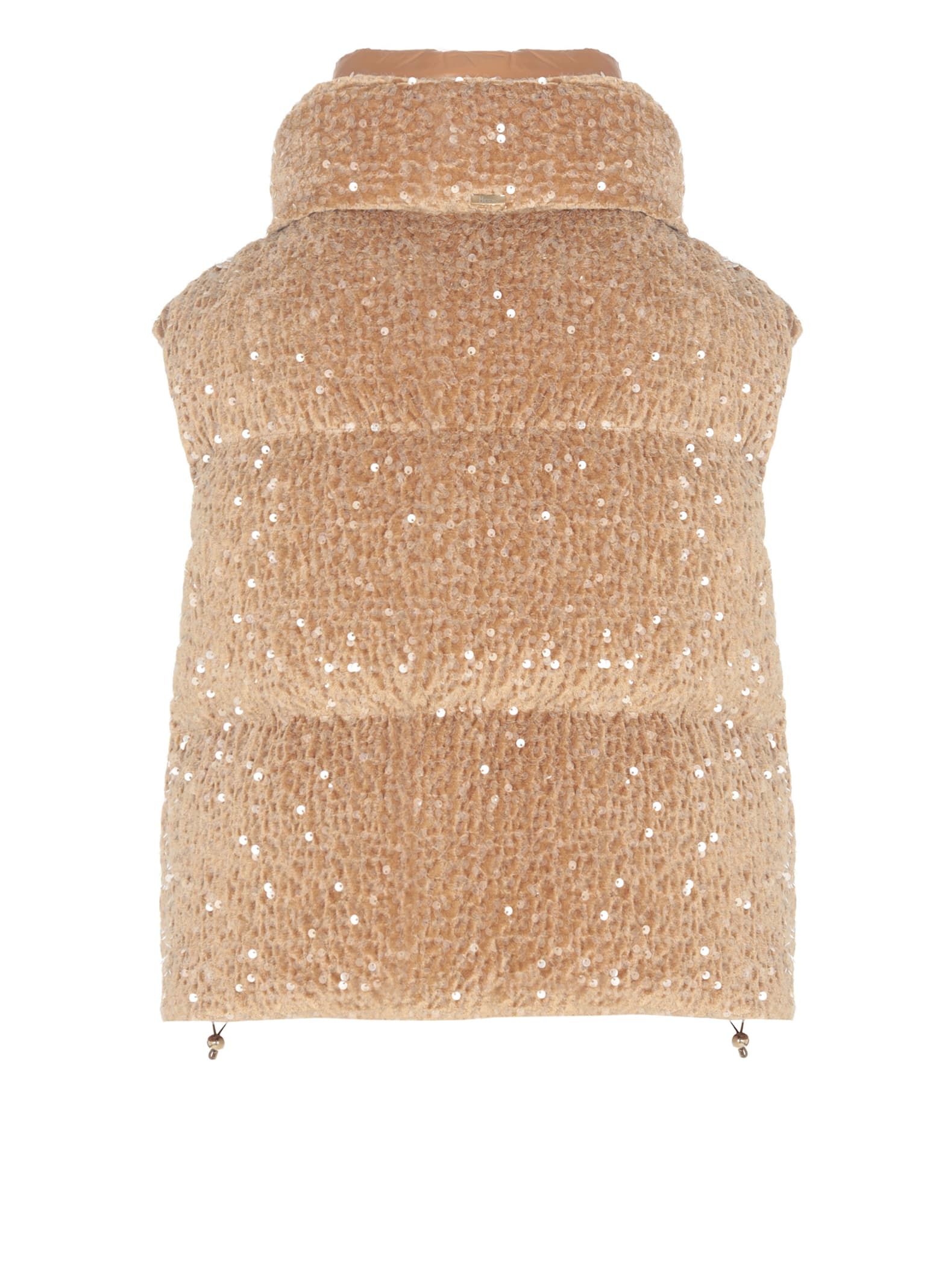 Shop Herno Vest With Paillettes In Beige