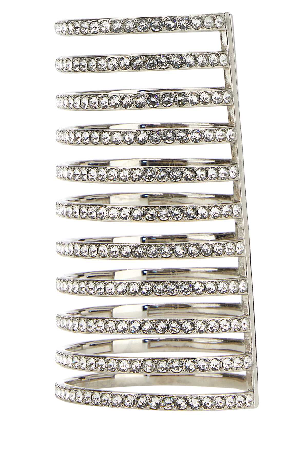 Shop Amina Muaddi Silver Metal Vittoria Bracelet In Whitecrysil
