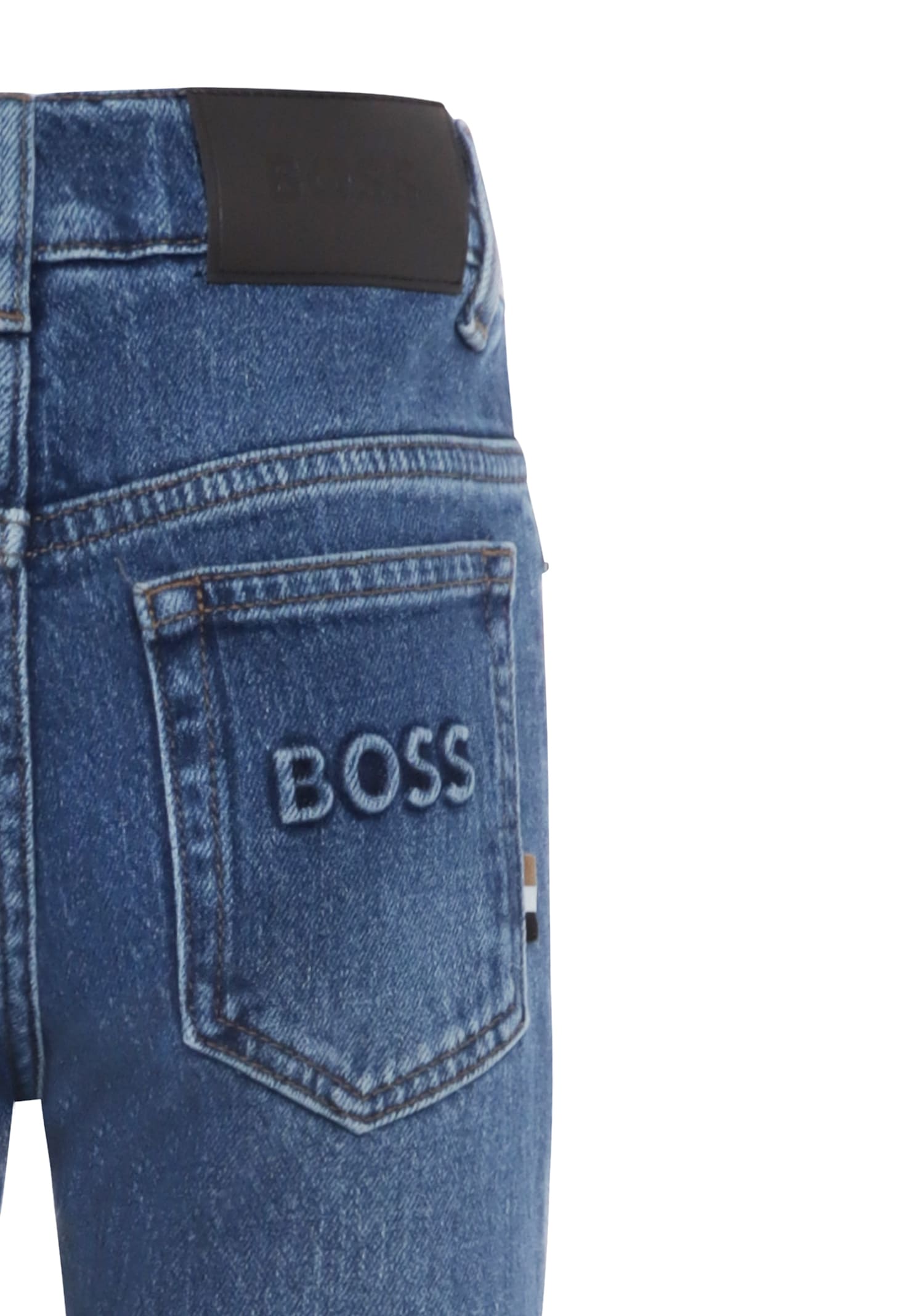 Hugo Boss Denim Jeans For Boy With Logo In Blue