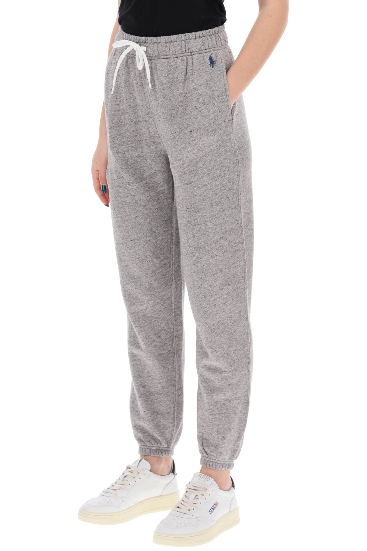 Shop Polo Ralph Lauren Sporty Pants With Embroidered Logo In Dark Vintage Heather (grey)