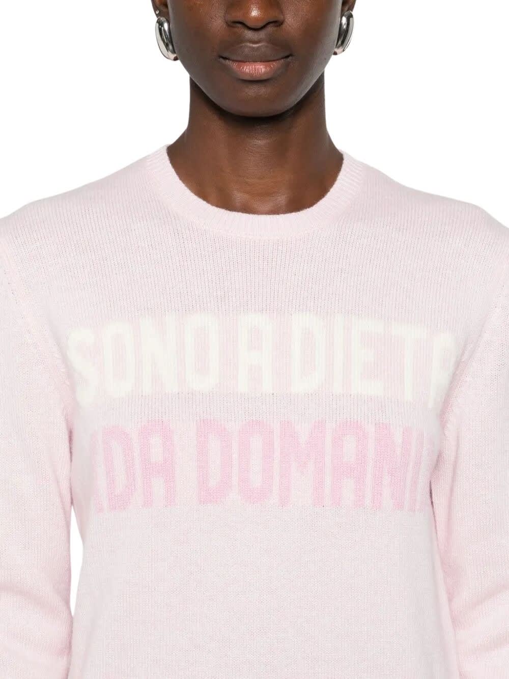 Mc2 Saint Barth Ribbed Knit Lettering Jumper In Pink