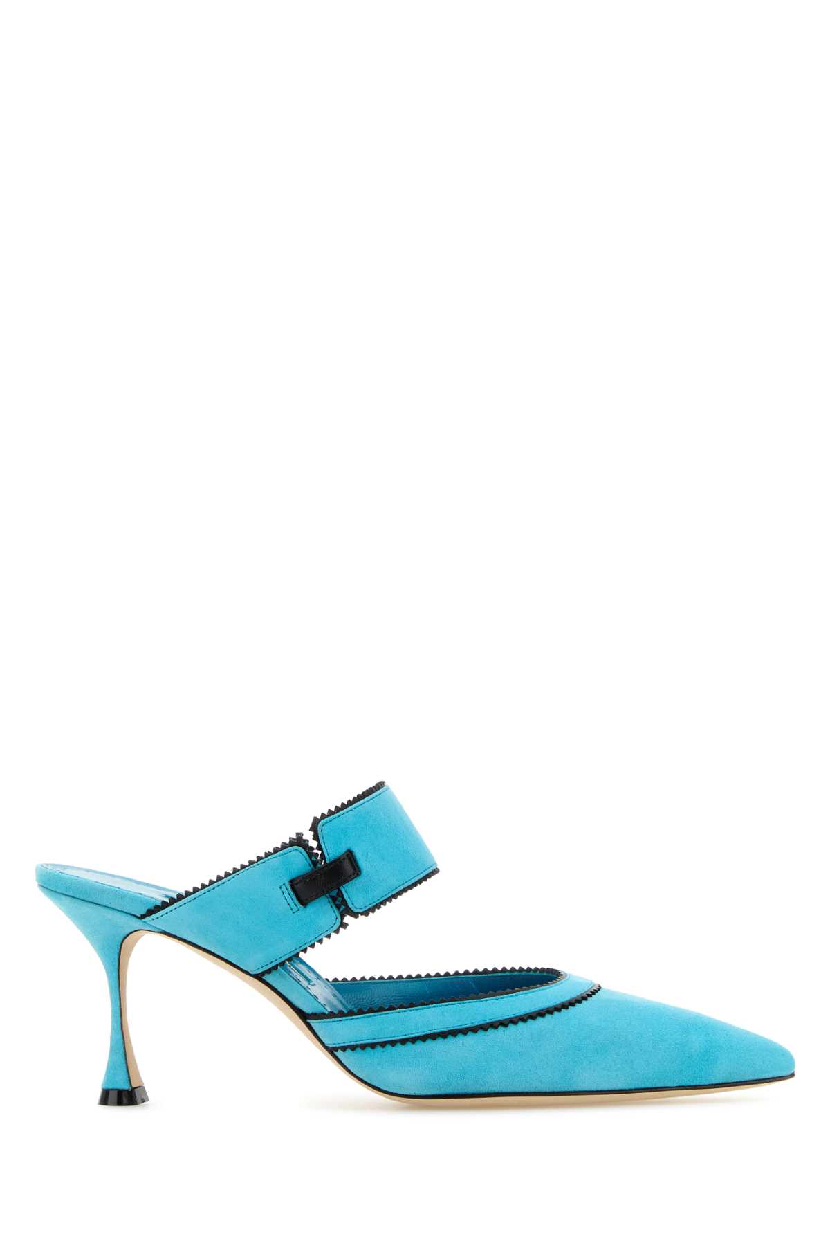 Shop Manolo Blahnik Light Blue Suede Brontiamusa Mules In Lblublck