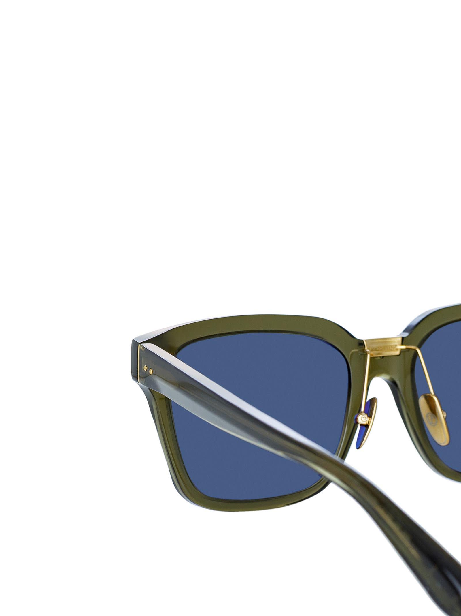 Shop Linda Farrow Lfl1322 Translucent Green / Light Gold Sunglasses