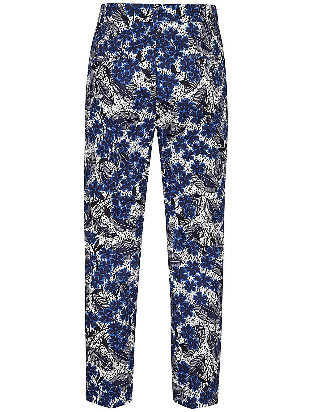 Shop Weekend Max Mara Floral Printed Cropped Trousers In Bluette