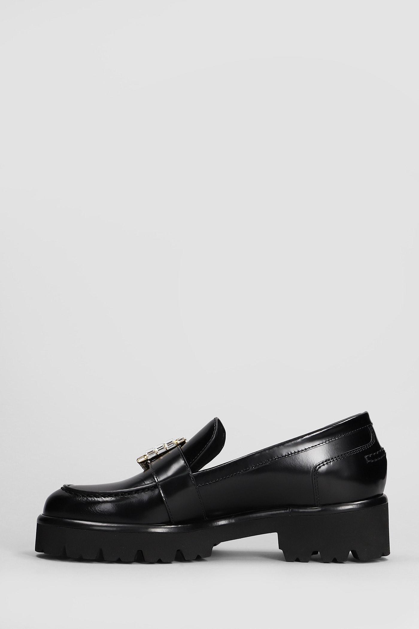 RENÉ CAOVILLA MORGANA LOAFERS IN BLACK LEATHER 