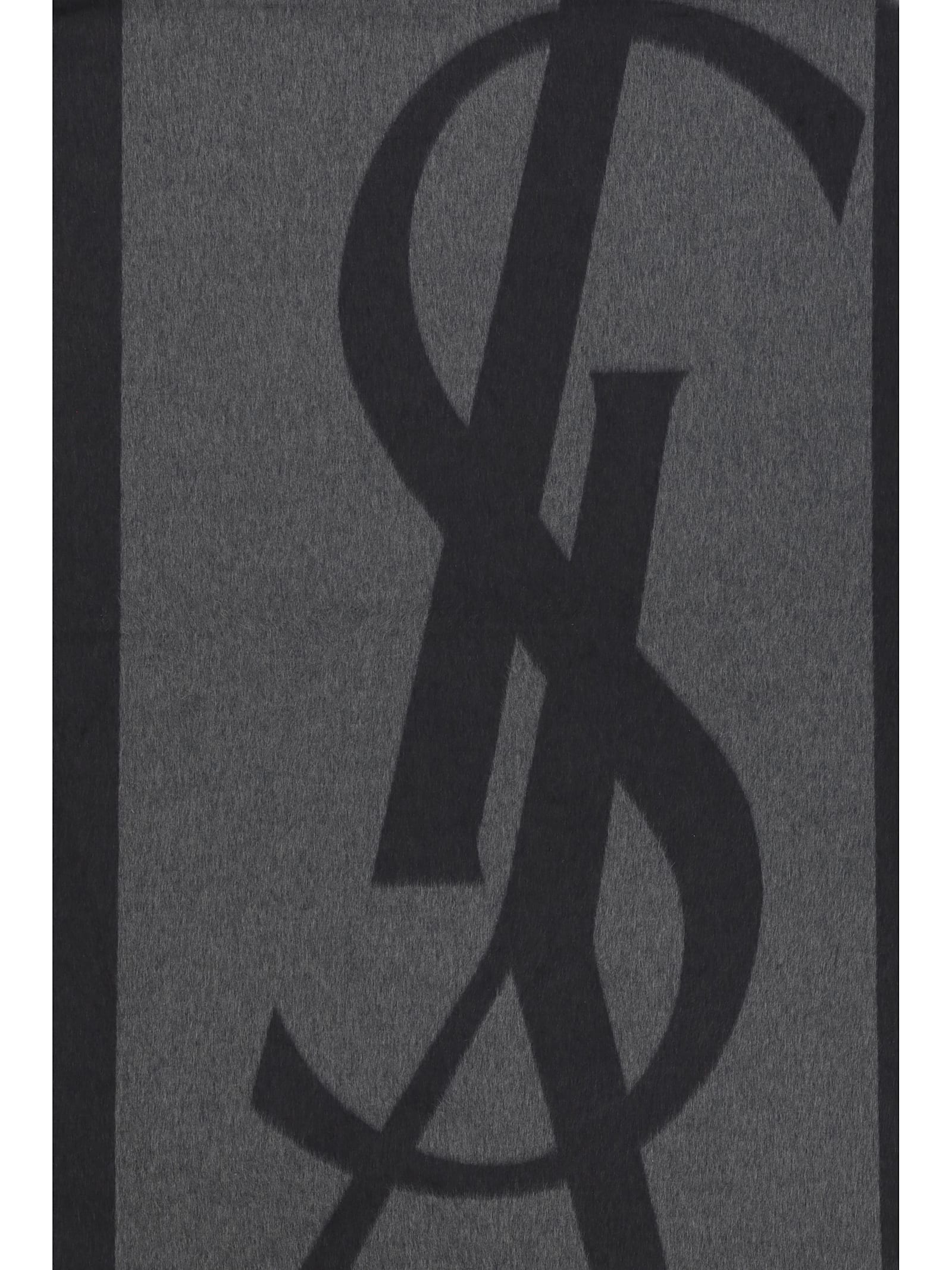 Saint Laurent Cassandre Scarf In Graphite/dark Grey