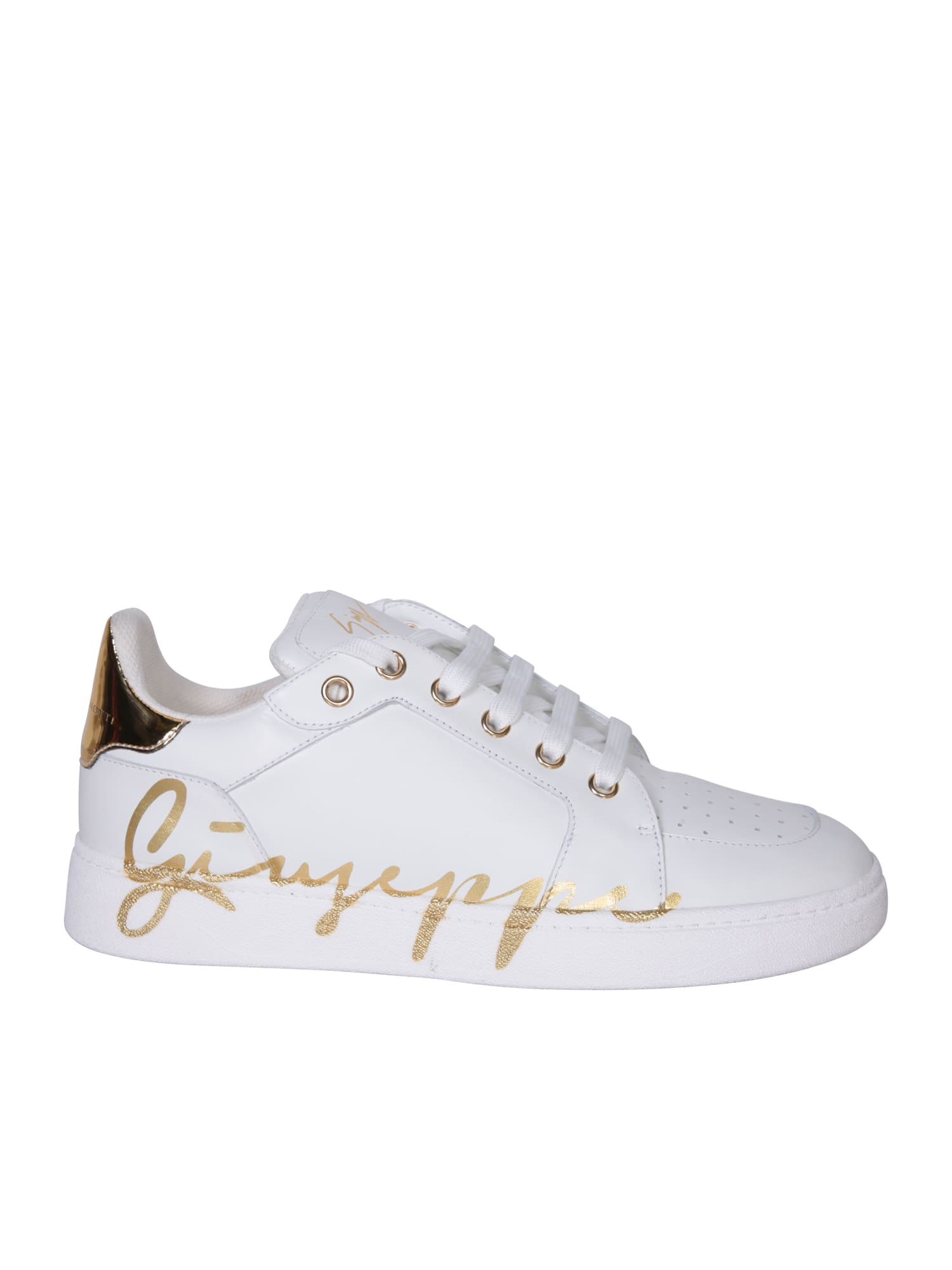 Shop Giuseppe Zanotti Gz94 Black/gold Sneakers In White