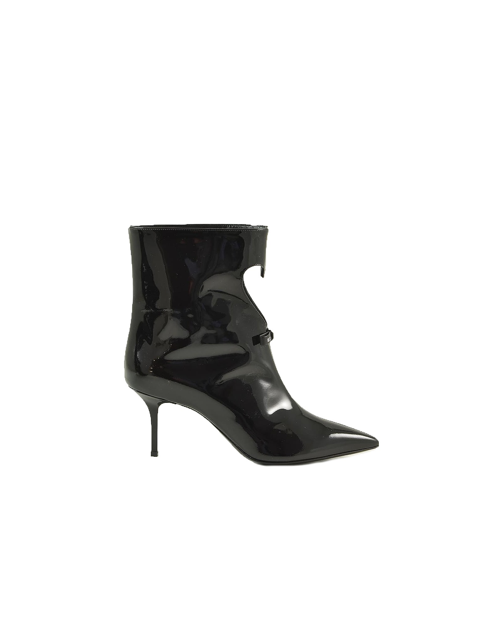 Msgm Black Patent Leather Heart-cut Booties