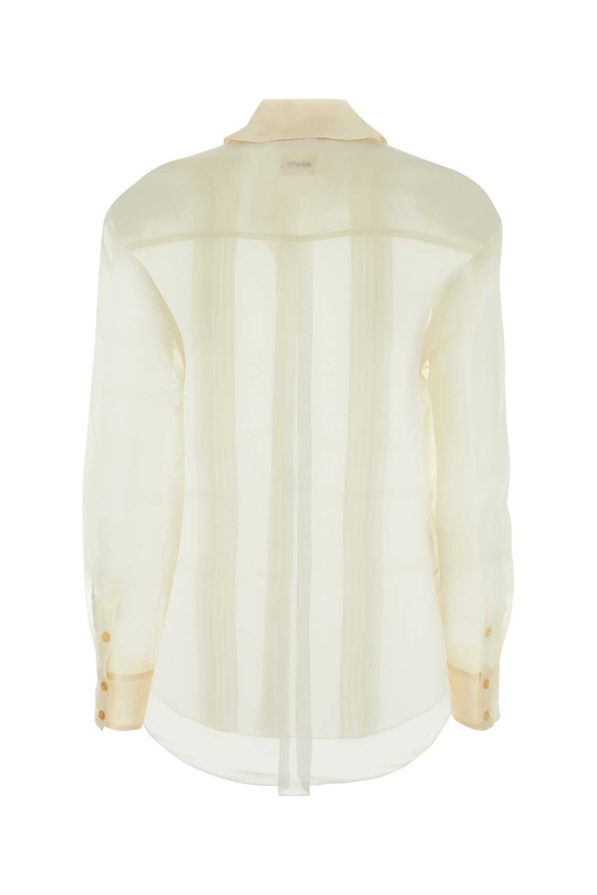 KHAITE IVORY SILK SEE-THROUGH SHIRT